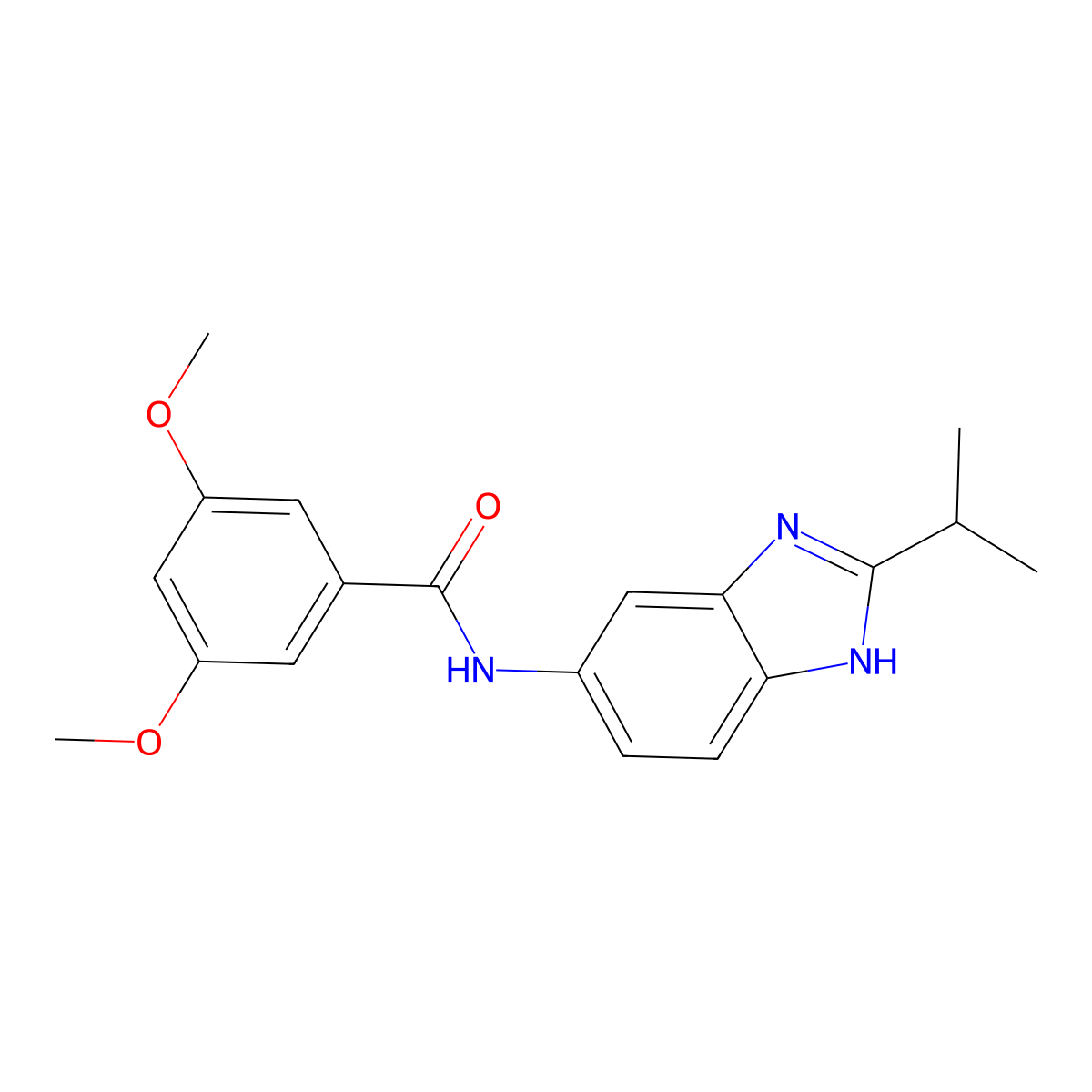 3,5-dimethoxy-N-[2-(propan-2-yl)-1H-benzimidazol-5-yl]benzamide molecular structure, CAS 1219544-48-5