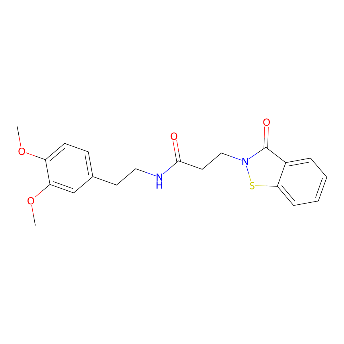 N-(3,4-dimethoxyphenethyl)-3-[3-oxo-1,2-benzisothiazol-2(3H)-yl]propanamide molecular structure, CAS 1219544-53-2