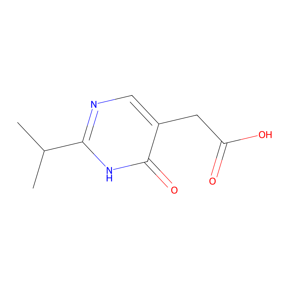 2-(2-Isopropyl-6-oxo-1,6-dihydropyrimidin-5-yl)acetic acid molecular structure, CAS 1219544-78-1