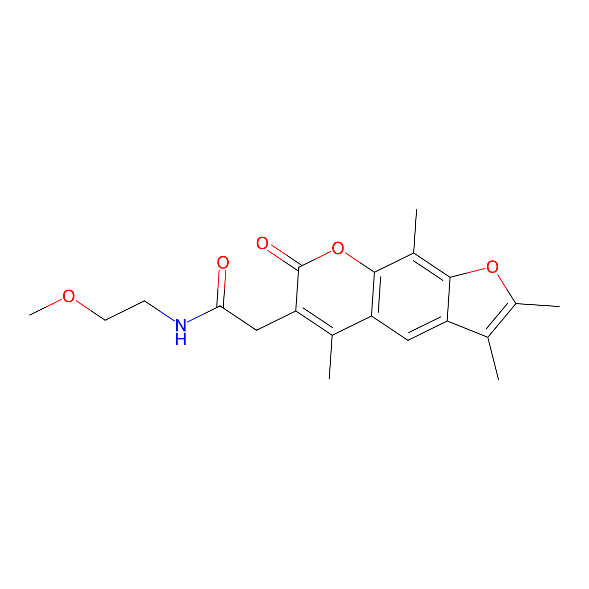 N-(2-methoxyethyl)-2-(2,3,5,9-tetramethyl-7-oxo-7H-furo[3,2-g]chromen-6-yl)acetamide molecular structure, CAS 1219544-81-6