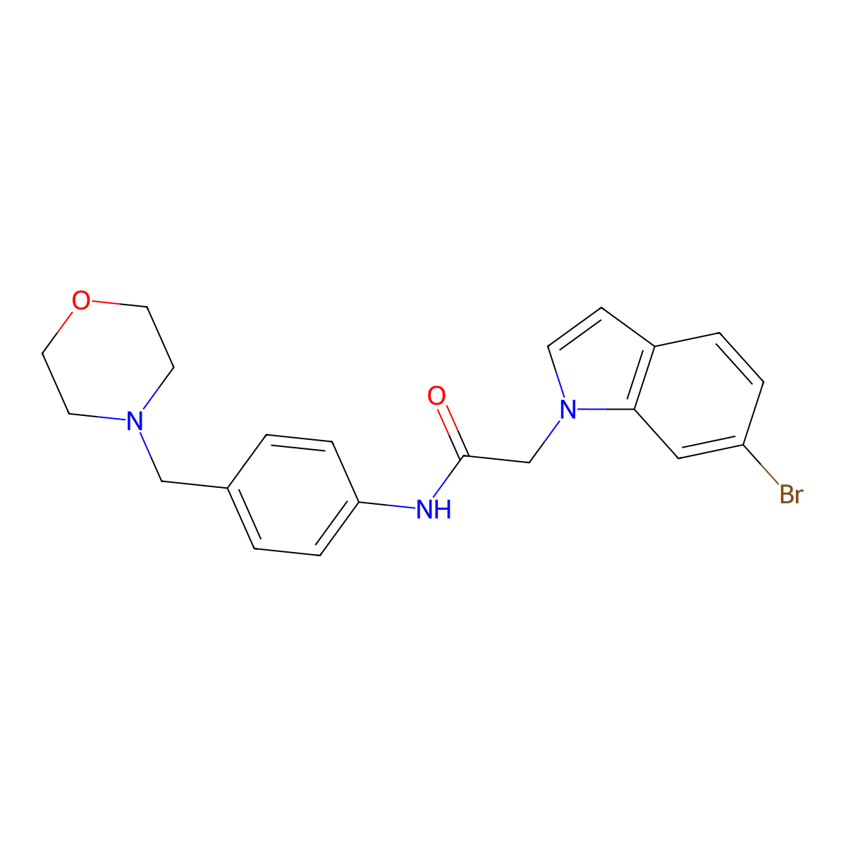 2-(6-bromo-1H-indol-1-yl)-N-[4-(morpholin-4-ylmethyl)phenyl]acetamide molecular structure, CAS 1219545-05-7