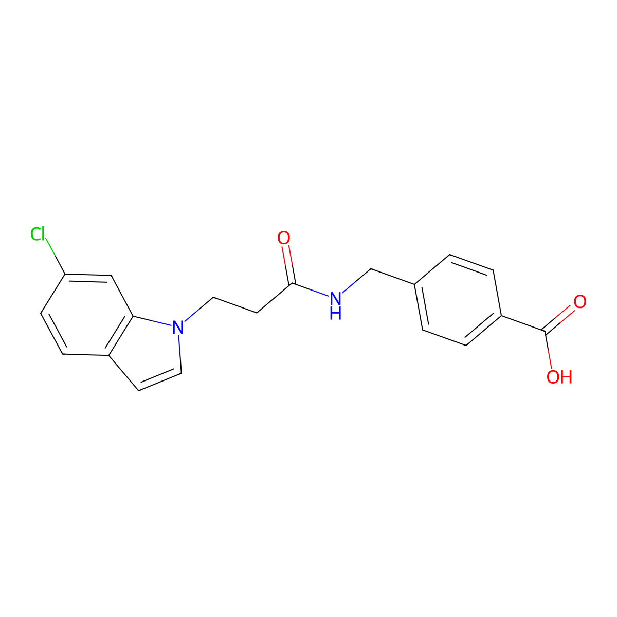 4-({[3-(6-chloro-1H-indol-1-yl)propanoyl]amino}methyl)benzoic acid molecular structure, CAS 1219545-09-1