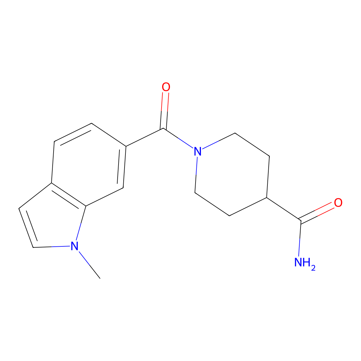1-[(1-methyl-1H-indol-6-yl)carbonyl]piperidine-4-carboxamide molecular structure, CAS 1219545-26-2