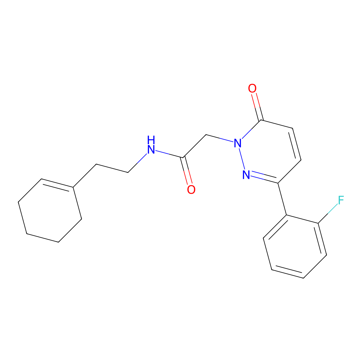 N-[2-(1-cyclohexen-1-yl)ethyl]-2-[3-(2-fluorophenyl)-6-oxo-1(6H)-pyridazinyl]acetamide molecular structure, CAS 1219545-28-4