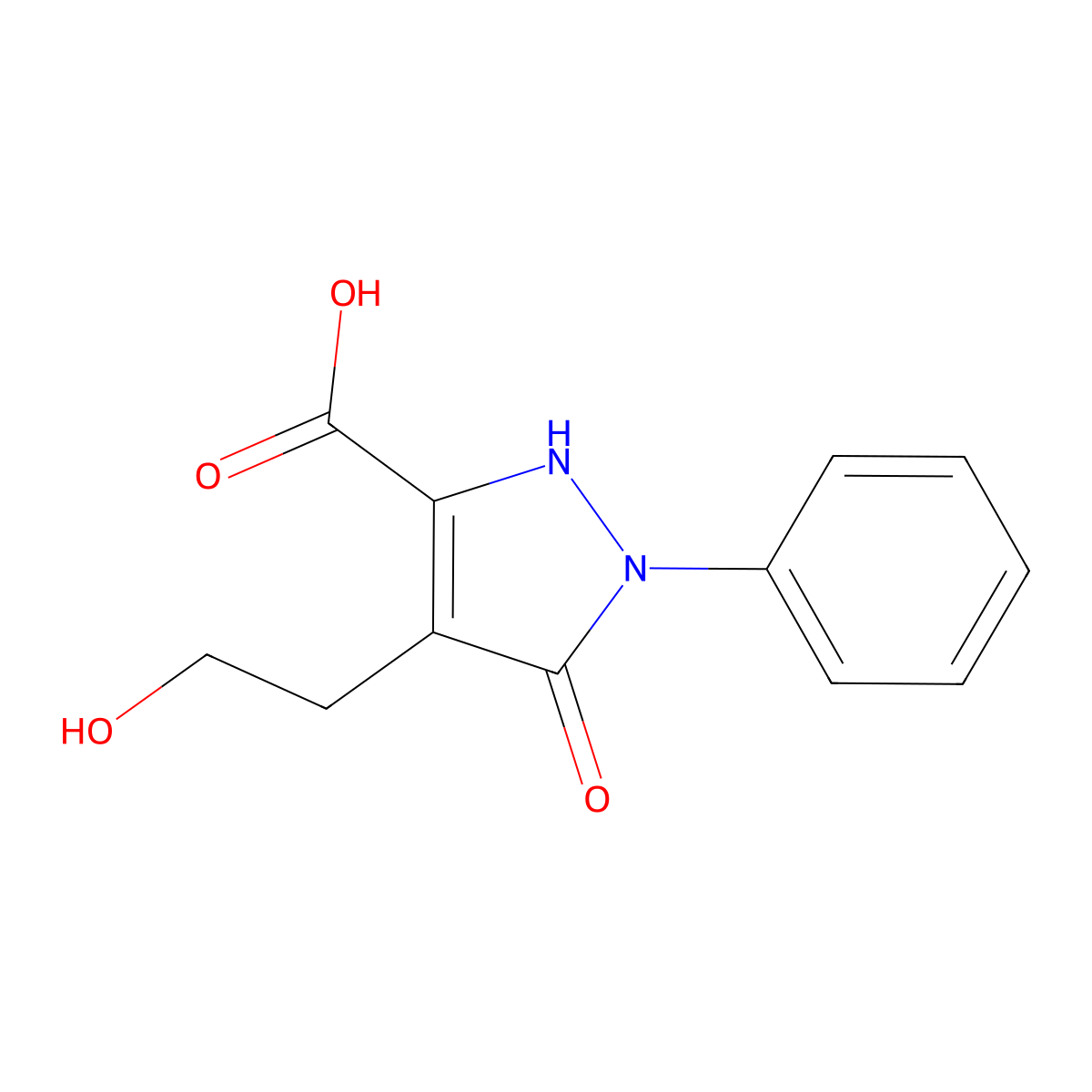 4-(2-hydroxyethyl)-5-oxo-1-phenyl-2,5-dihydro-1H-pyrazole-3-carboxylic acid molecular structure, CAS 1219545-40-0