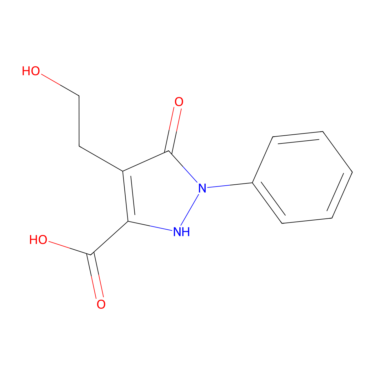 4-(2-hydroxyethyl)-5-oxo-1-phenyl-2,5-dihydro-1H-pyrazole-3-carboxylic acid molecular structure, CAS 1219545-40-0
