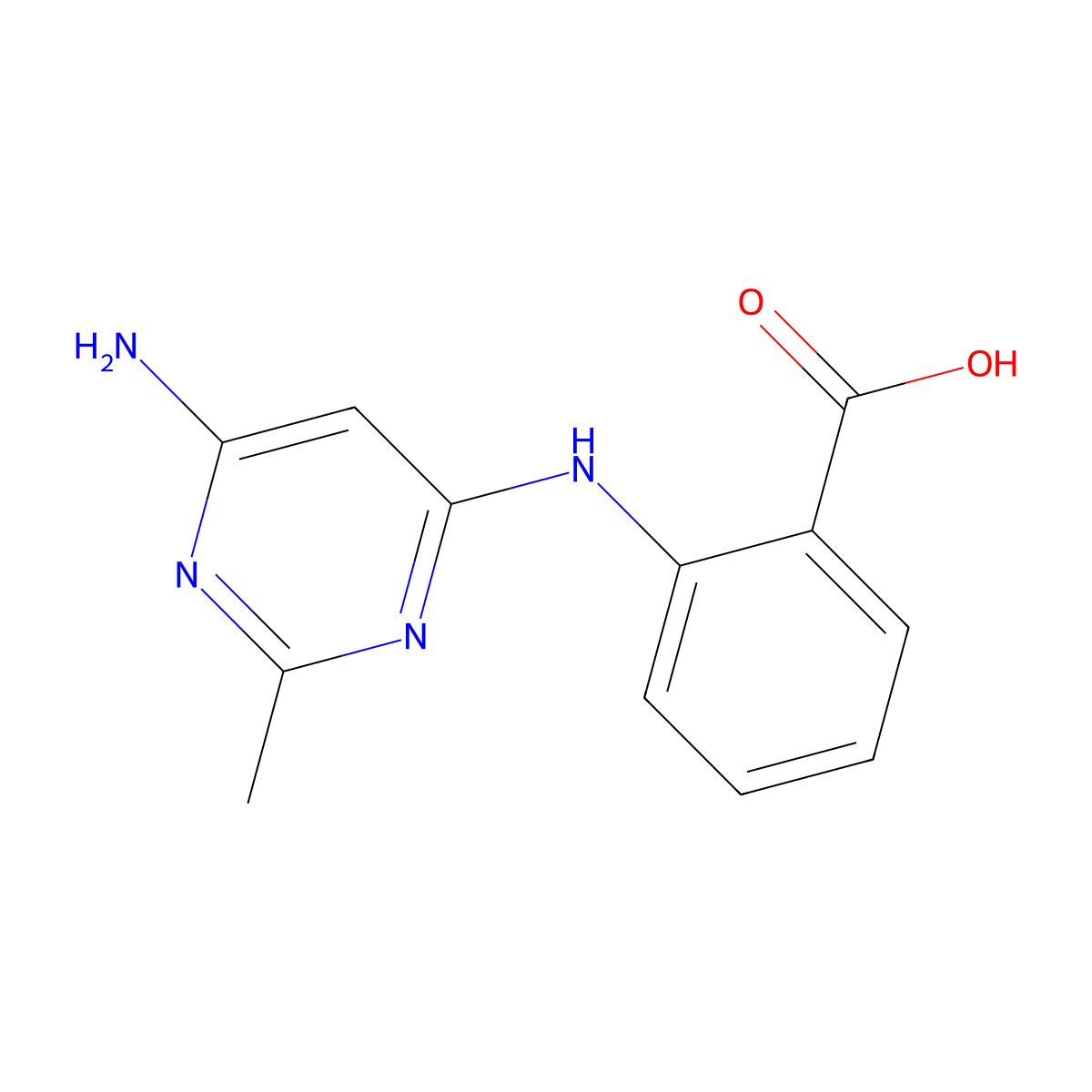 2-((6-Amino-2-methylpyrimidin-4-yl)amino)benzoic acid molecular structure, CAS 1219545-58-0