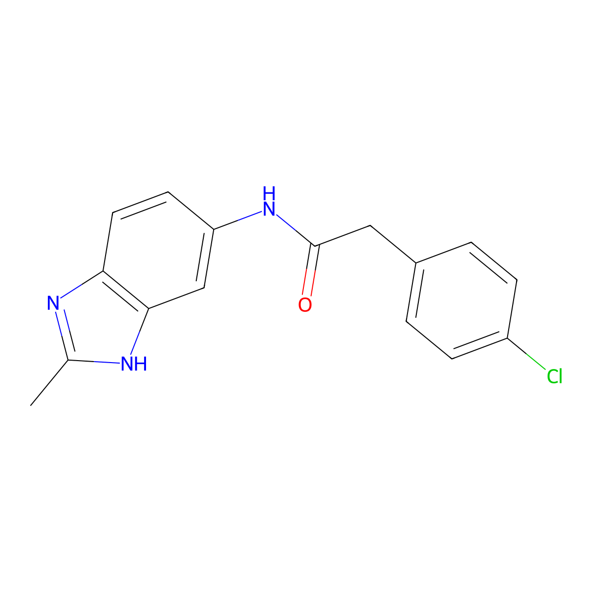 2-(4-chlorophenyl)-N-(2-methyl-1H-benzimidazol-5-yl)acetamide molecular structure, CAS 1219545-66-0