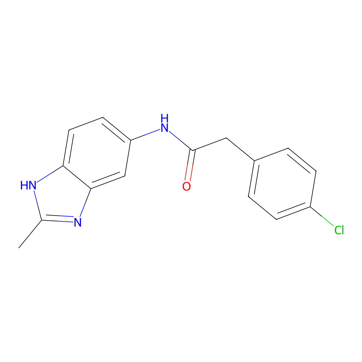 2-(4-chlorophenyl)-N-(2-methyl-1H-benzimidazol-5-yl)acetamide molecular structure, CAS 1219545-66-0