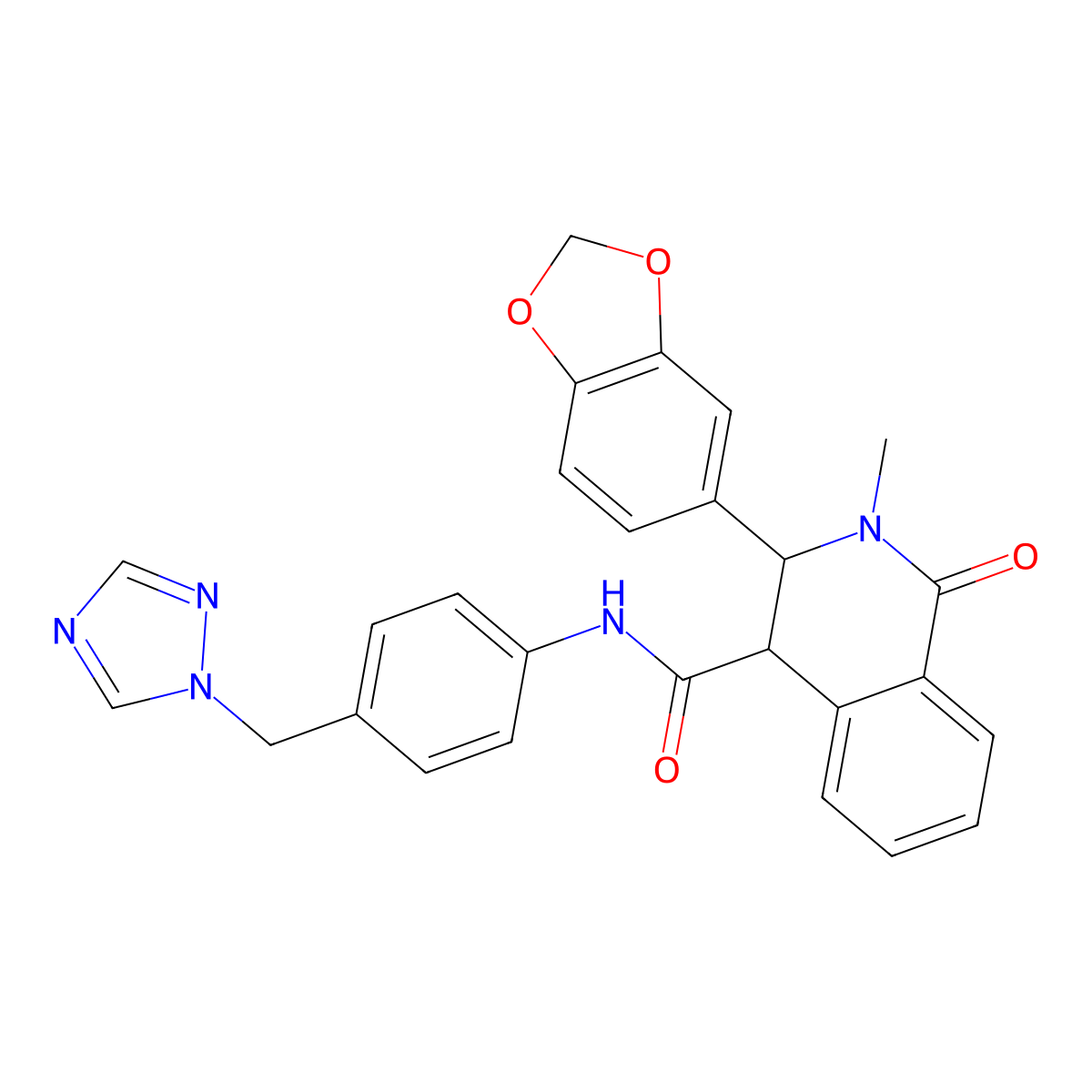 3-(1,3-benzodioxol-5-yl)-2-methyl-1-oxo-N-[4-(1H-1,2,4-triazol-1-ylmethyl)phenyl]-1,2,3,4-tetrahydroisoquinoline-4-carboxamide molecular structure, CAS 1219545-67-1