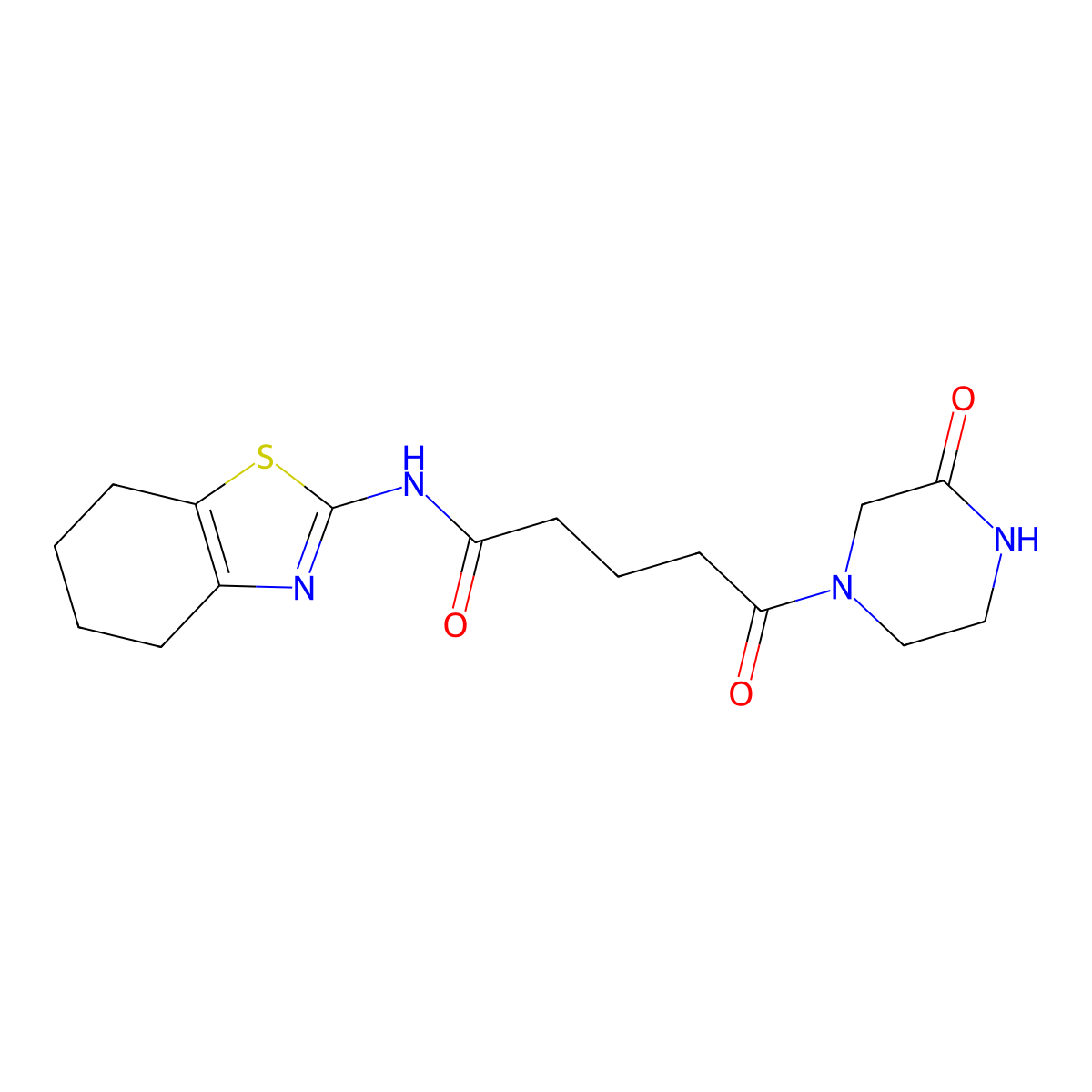 5-oxo-5-(3-oxopiperazin-1-yl)-N-[(2Z)-4,5,6,7-tetrahydro-1,3-benzothiazol-2(3H)-ylidene]pentanamide molecular structure, CAS 1219545-74-0