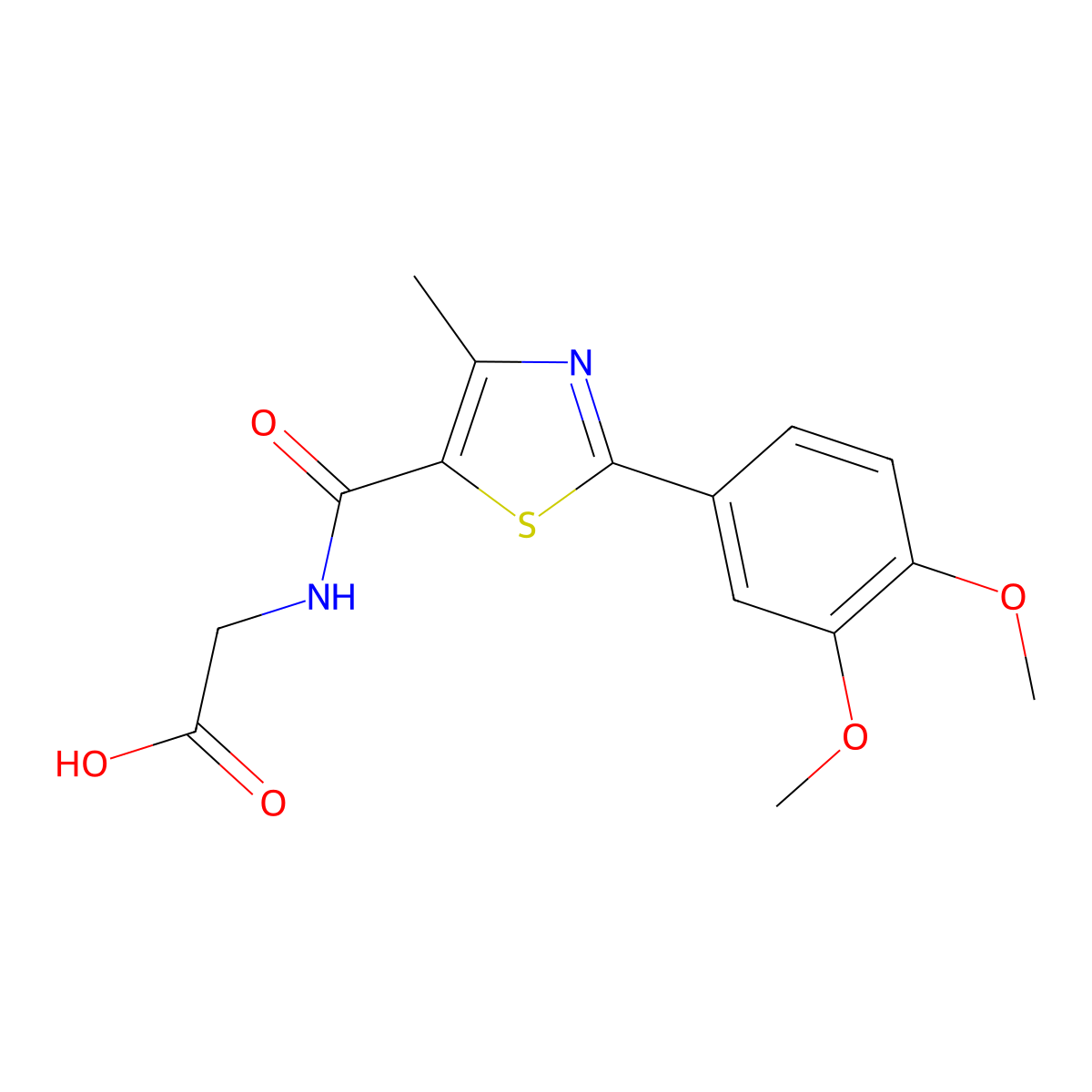 N-{[2-(3,4-dimethoxyphenyl)-4-methyl-1,3-thiazol-5-yl]carbonyl}glycine molecular structure, CAS 1219545-76-2