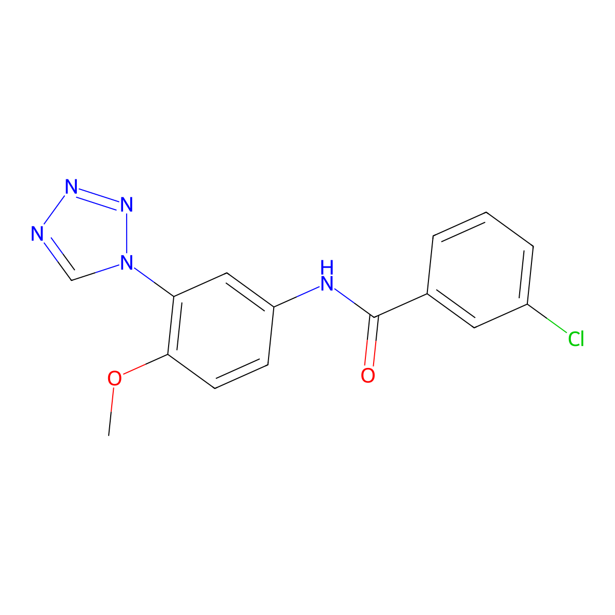 3-chloro-N-[4-methoxy-3-(1H-tetrazol-1-yl)phenyl]benzamide molecular structure, CAS 1219545-98-8