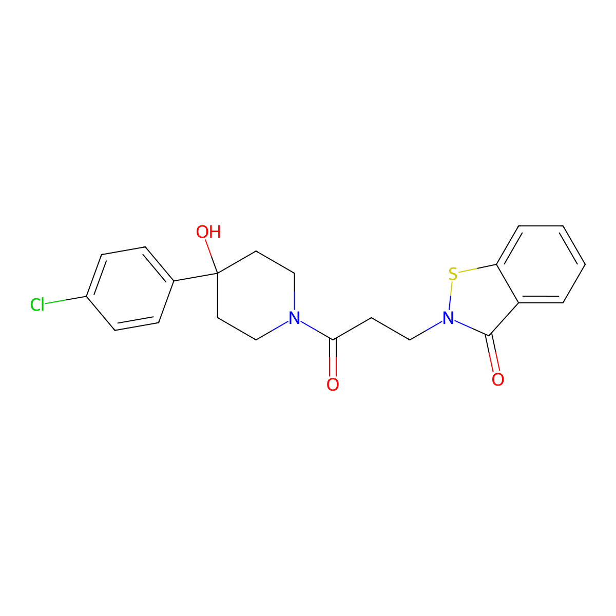2-{3-[4-(4-chlorophenyl)-4-hydroxypiperidin-1-yl]-3-oxopropyl}-1,2-benzothiazol-3(2H)-one molecular structure, CAS 1219546-00-5