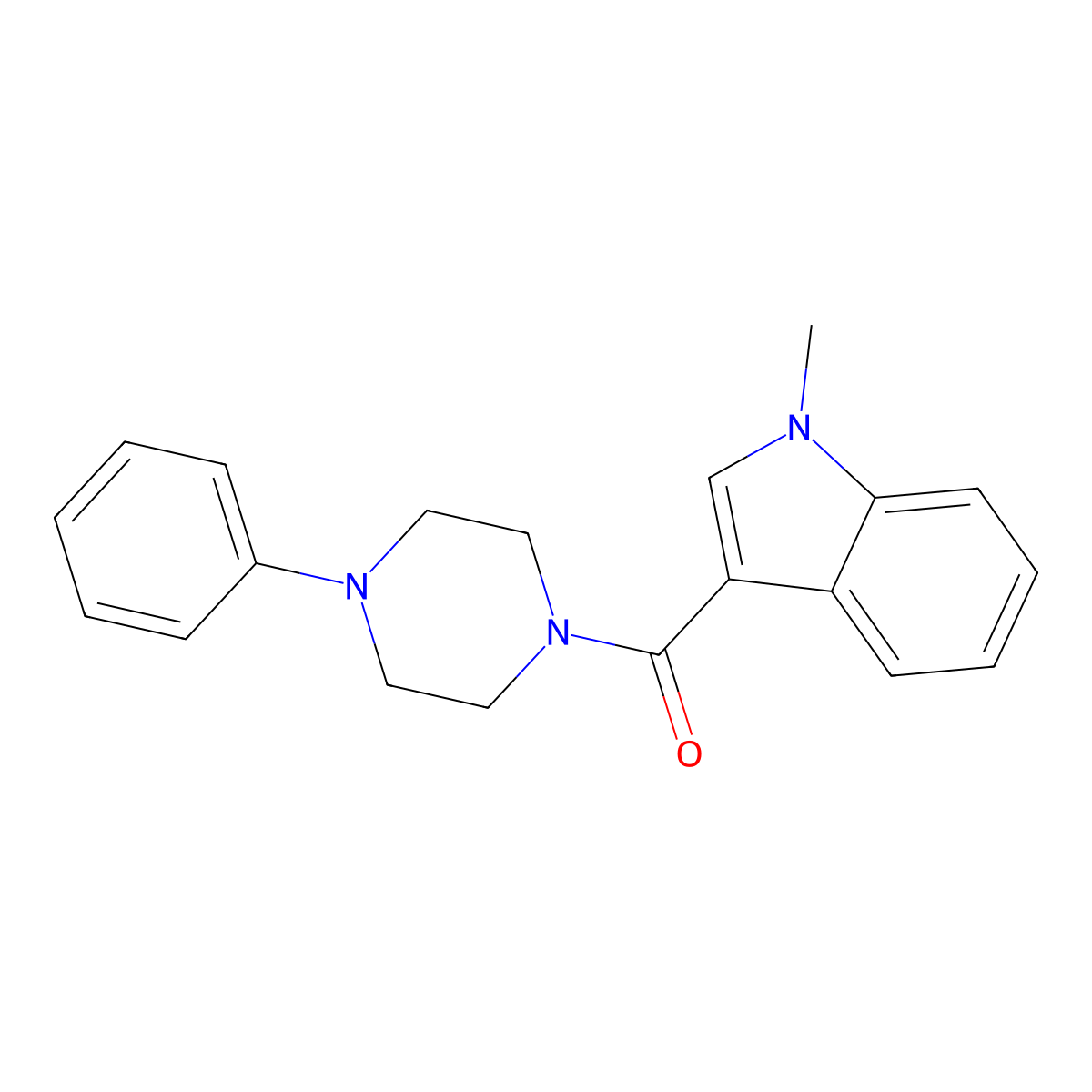 (1-methyl-1H-indol-3-yl)(4-phenylpiperazin-1-yl)methanone molecular structure, CAS 1219546-01-6