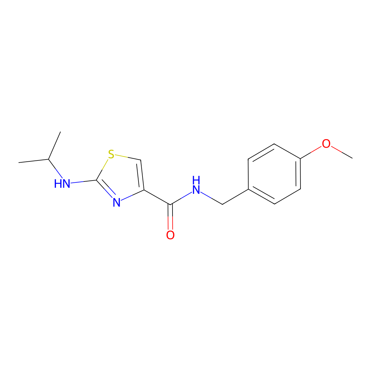 2-(isopropylamino)-N-(4-methoxybenzyl)-1,3-thiazole-4-carboxamide molecular structure, CAS 1219546-08-3
