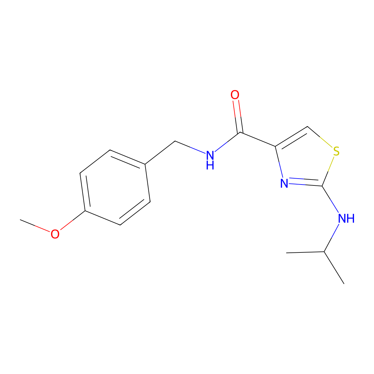 2-(isopropylamino)-N-(4-methoxybenzyl)-1,3-thiazole-4-carboxamide molecular structure, CAS 1219546-08-3
