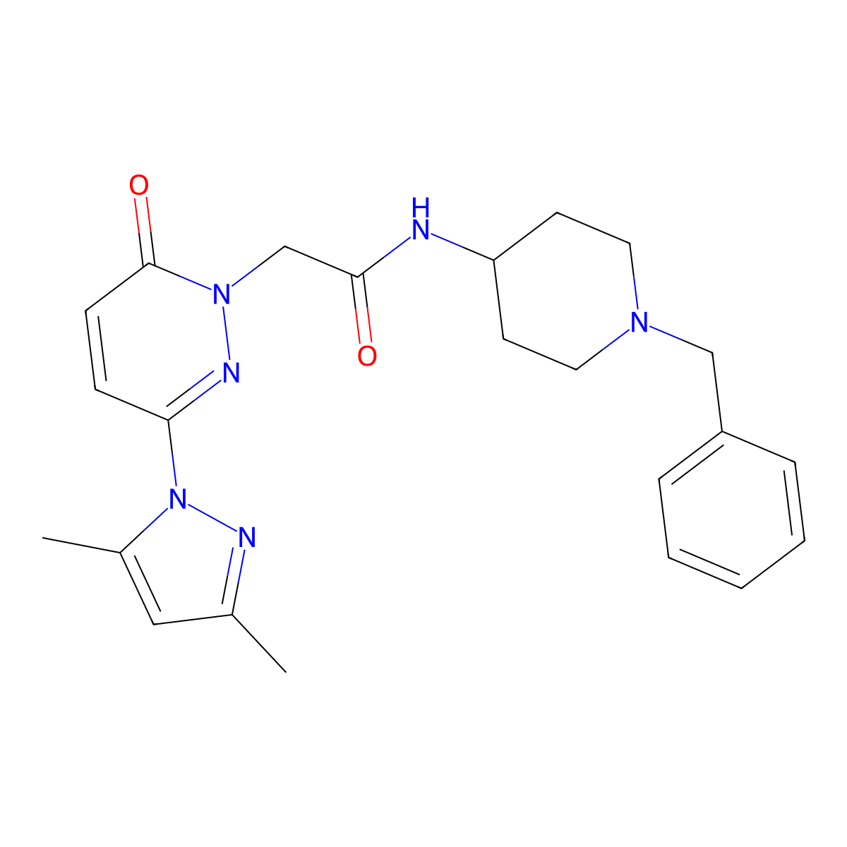 N-(1-benzylpiperidin-4-yl)-2-[3-(3,5-dimethyl-1H-pyrazol-1-yl)-6-oxopyridazin-1(6H)-yl]acetamide molecular structure, CAS 1219546-25-4