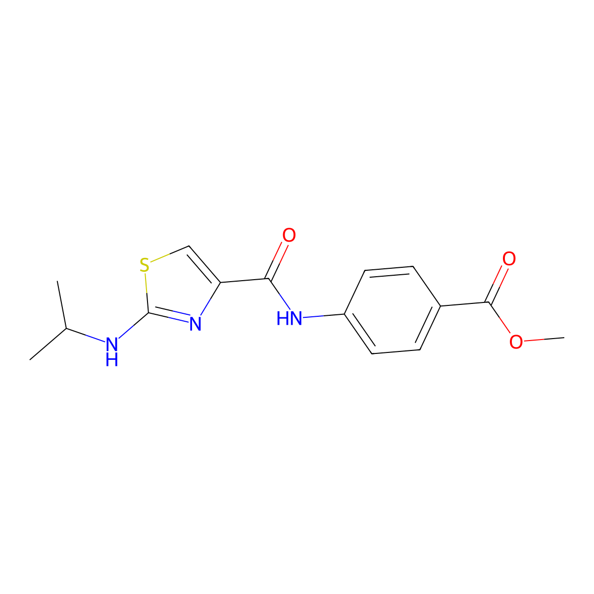 Methyl 4-({[2-(isopropylamino)-1,3-thiazol-4-yl]carbonyl}amino)benzoate molecular structure, CAS 1219546-41-4
