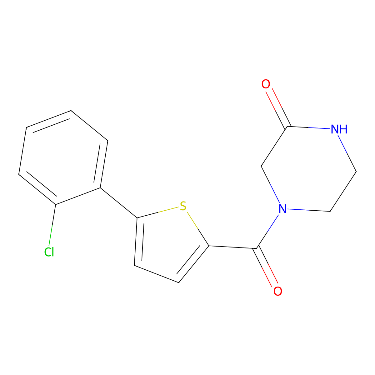 4-{[5-(2-Chlorophenyl)thiophen-2-yl]carbonyl}piperazin-2-one molecular structure, CAS 1219546-46-9