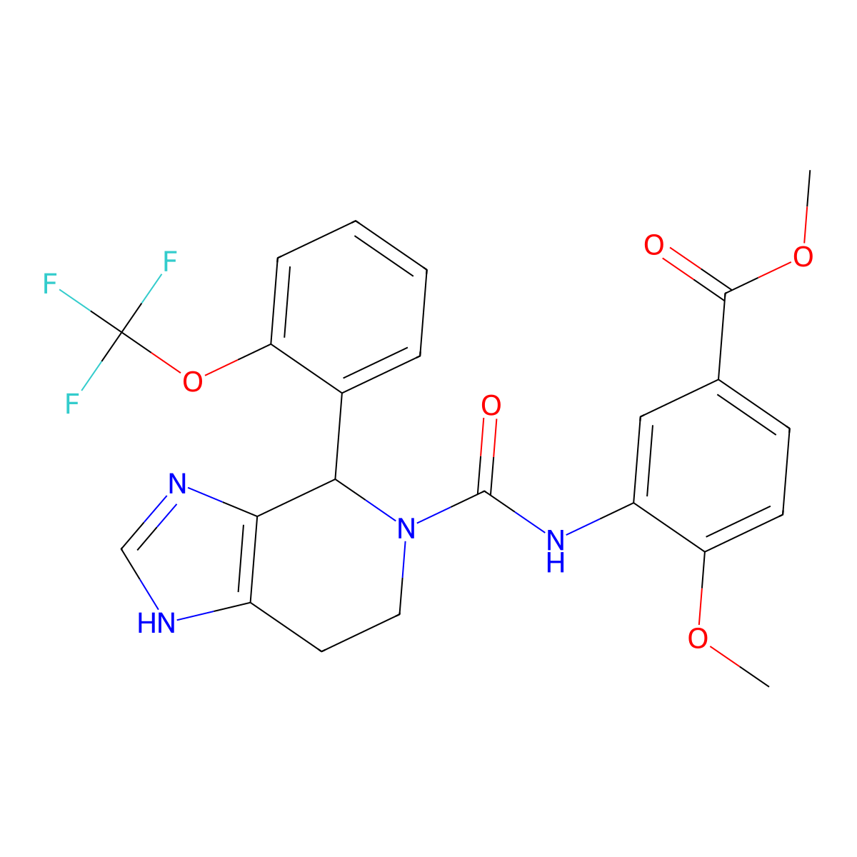 methyl 4-methoxy-3-[({4-[2-(trifluoromethoxy)phenyl]-1,4,6,7-tetrahydro-5H-imidazo[4,5-c]pyridin-5-yl}carbonyl)amino]benzoate molecular structure, CAS 1219546-50-5