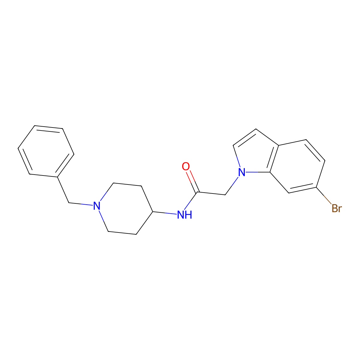 N-(1-benzylpiperidin-4-yl)-2-(6-bromo-1H-indol-1-yl)acetamide molecular structure, CAS 1219546-54-9