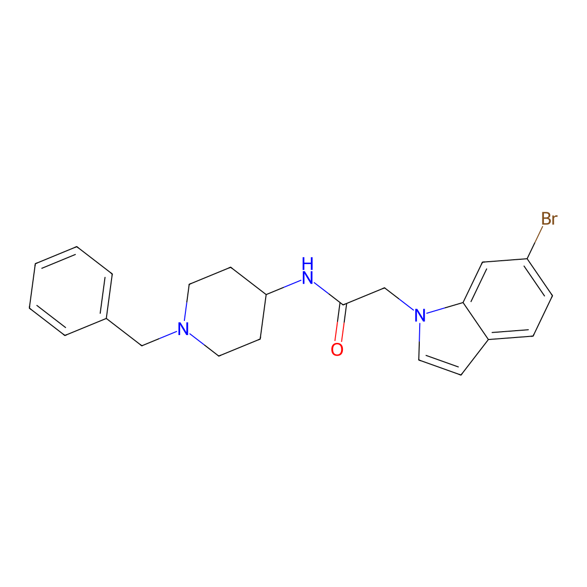 N-(1-benzylpiperidin-4-yl)-2-(6-bromo-1H-indol-1-yl)acetamide molecular structure, CAS 1219546-54-9