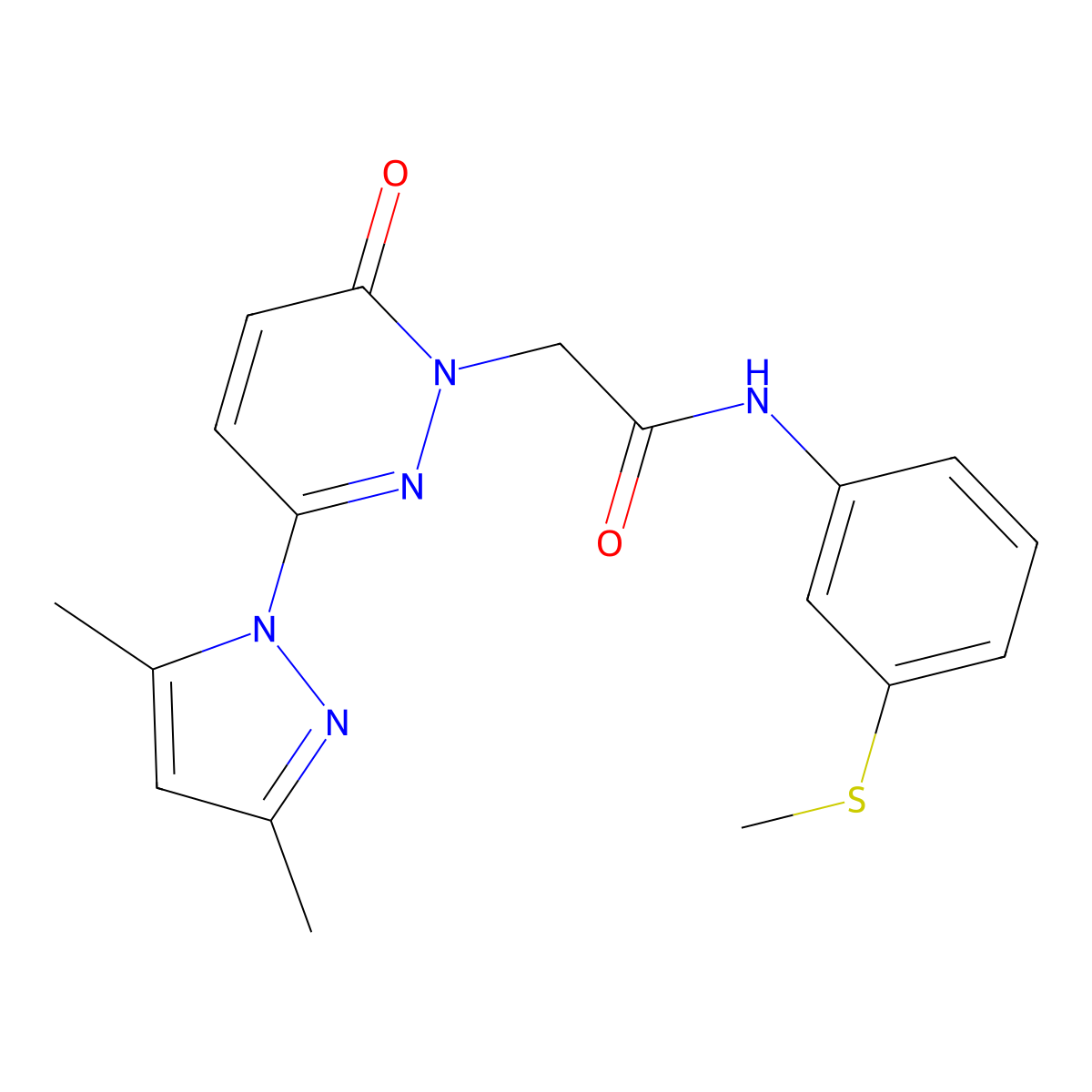 2-[3-(3,5-dimethyl-1H-pyrazol-1-yl)-6-oxopyridazin-1(6H)-yl]-N-[3-(methylsulfanyl)phenyl]acetamide molecular structure, CAS 1219546-64-1