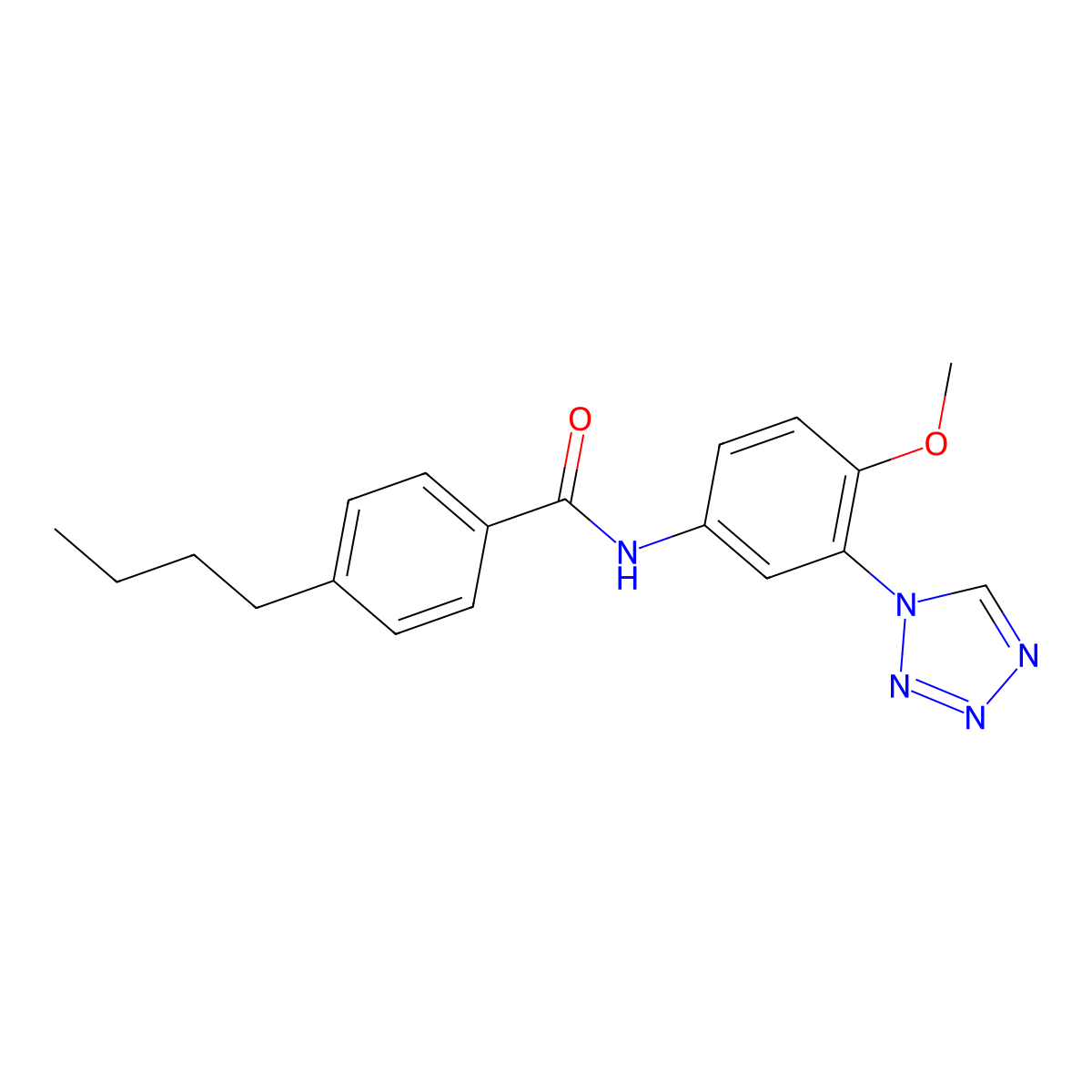 4-butyl-N-[4-methoxy-3-(1H-tetrazol-1-yl)phenyl]benzamide molecular structure, CAS 1219546-68-5