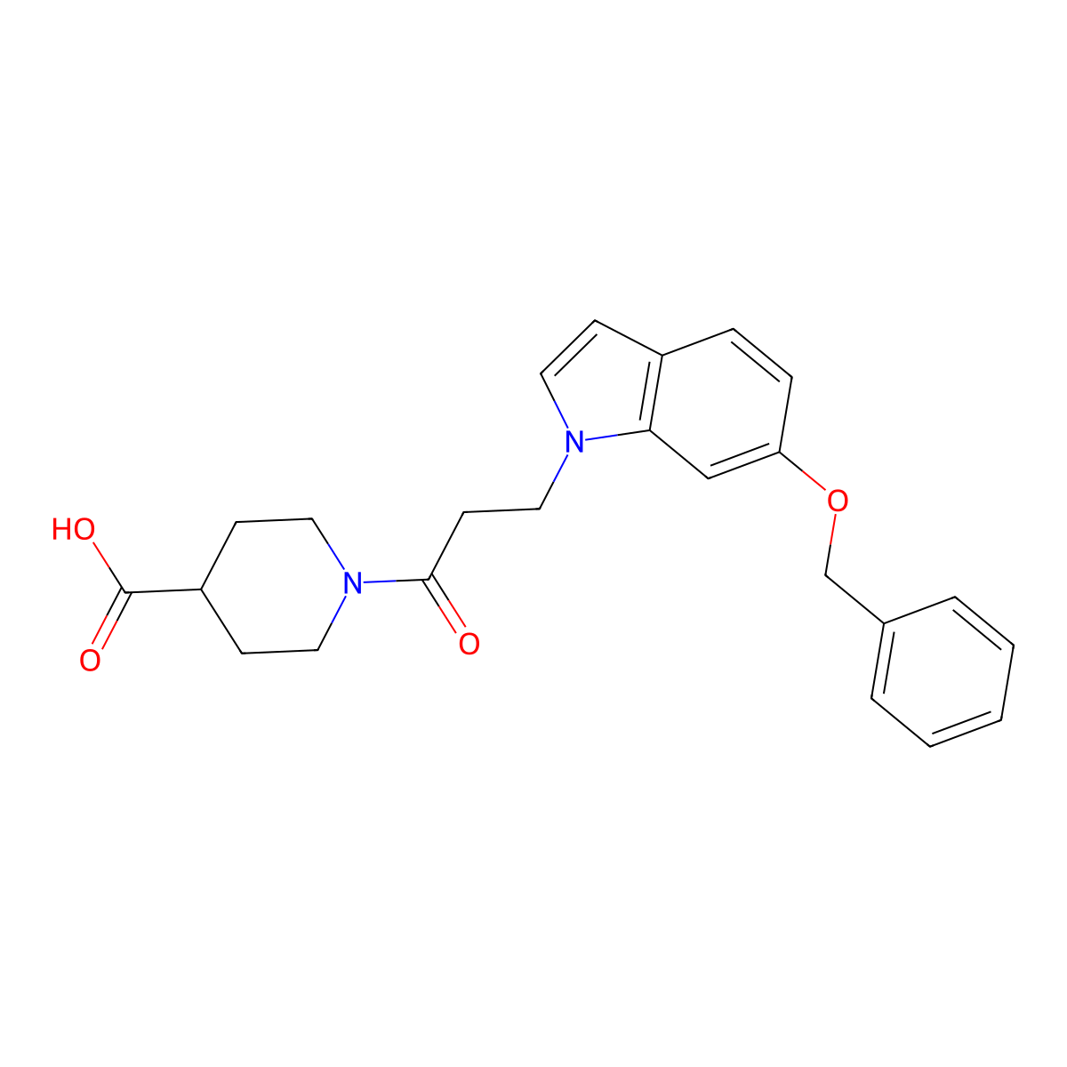 1-{3-[6-(benzyloxy)-1H-indol-1-yl]propanoyl}piperidine-4-carboxylic acid molecular structure, CAS 1219546-69-6
