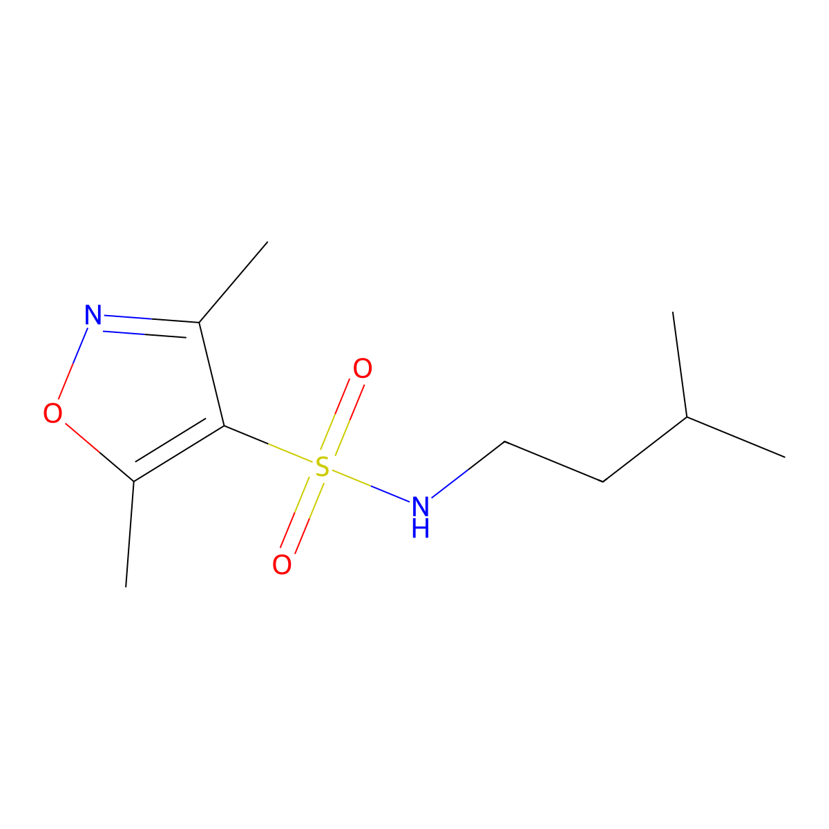 3,5-dimethyl-N-(3-methylbutyl)-1,2-oxazole-4-sulfonamide molecular structure, CAS 1219546-85-6