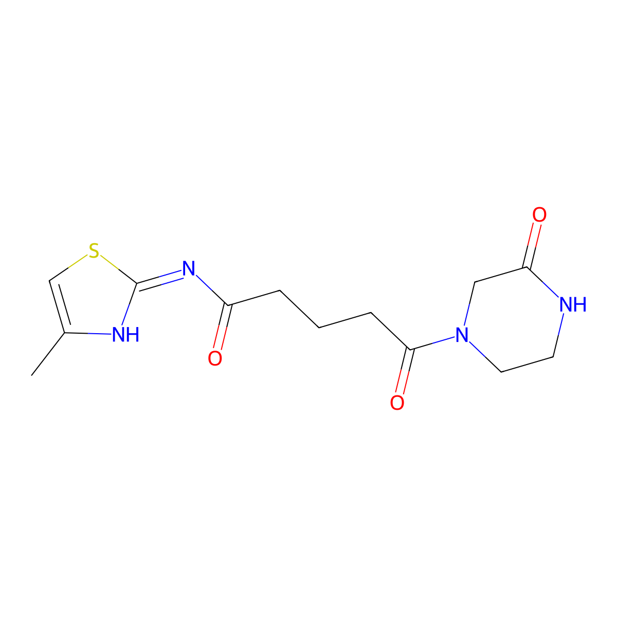 N-[(2E)-4-methyl-1,3-thiazol-2(3H)-ylidene]-5-oxo-5-(3-oxopiperazin-1-yl)pentanamide molecular structure, CAS 1219546-87-8