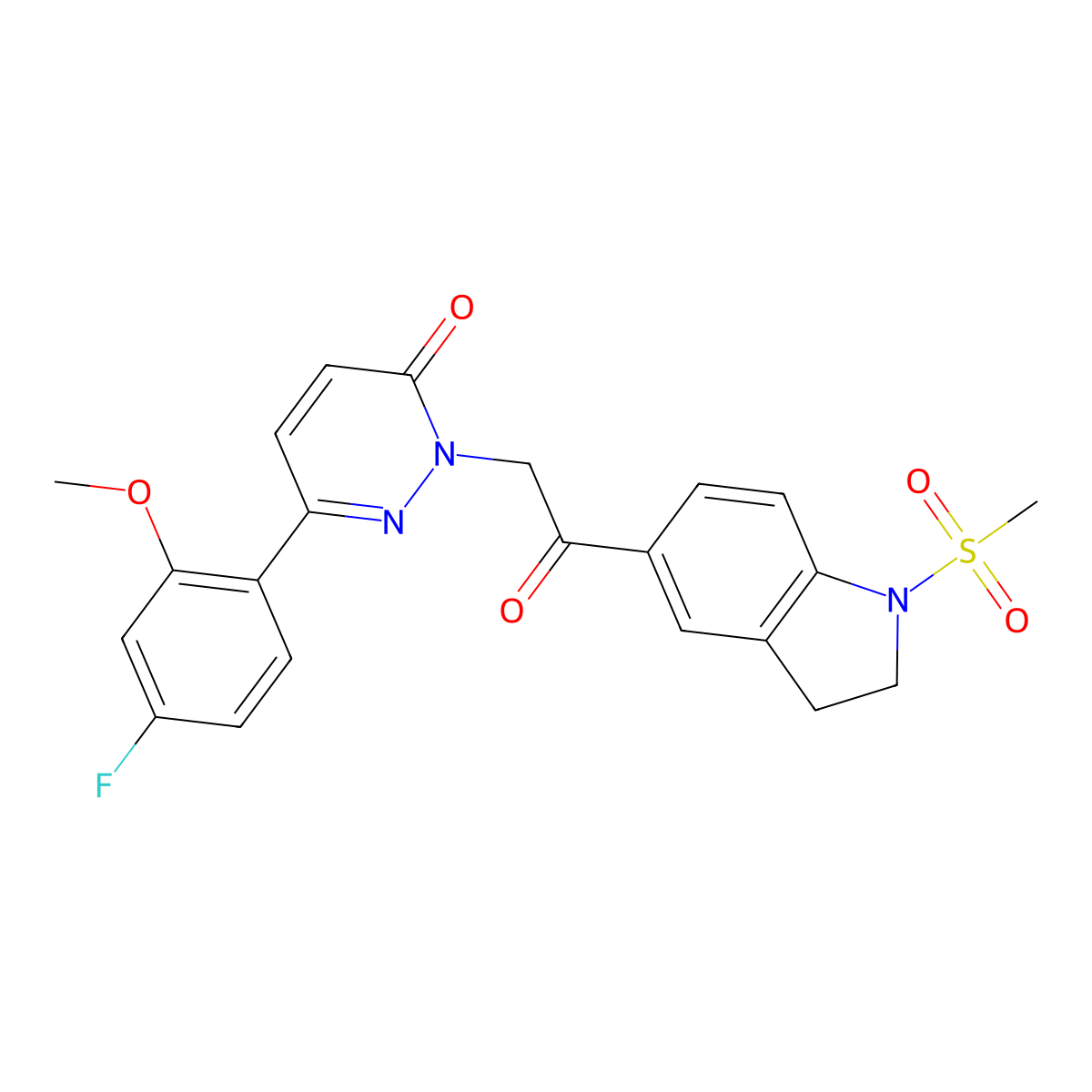 6-(4-fluoro-2-methoxyphenyl)-2-{2-[1-(methylsulfonyl)-2,3-dihydro-1H-indol-5-yl]-2-oxoethyl}pyridazin-3(2H)-one molecular structure, CAS 1219546-94-7