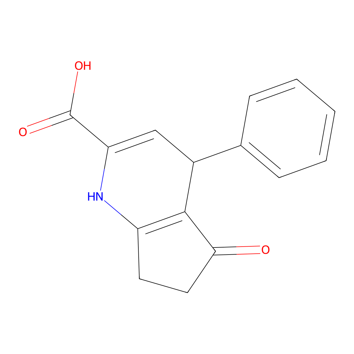 5-oxo-4-phenyl-4,5,6,7-tetrahydro-1H-cyclopenta[b]pyridine-2-carboxylic acid molecular structure, CAS 1219546-97-0