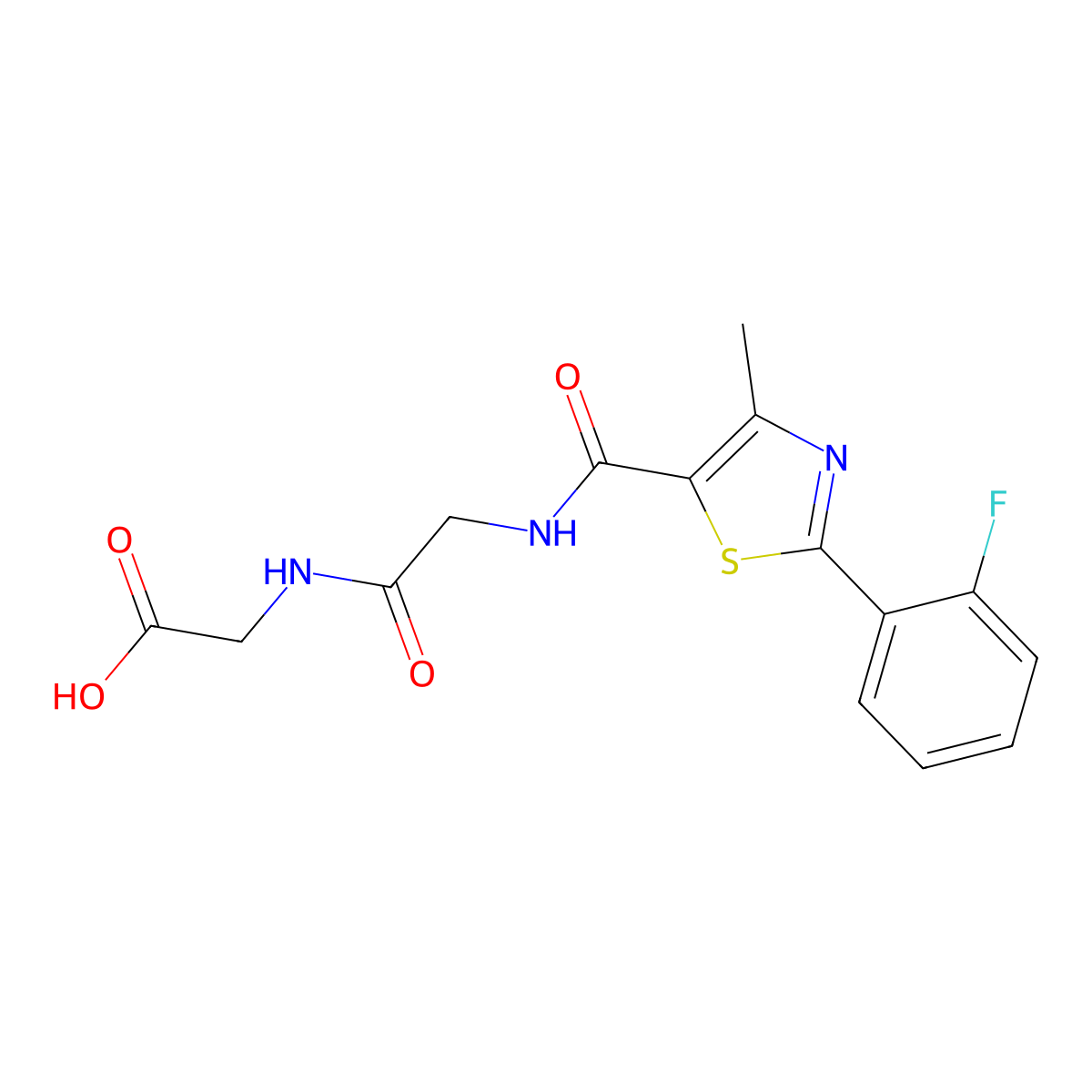 N-{[2-(2-fluorophenyl)-4-methyl-1,3-thiazol-5-yl]carbonyl}glycylglycine molecular structure, CAS 1219547-00-8