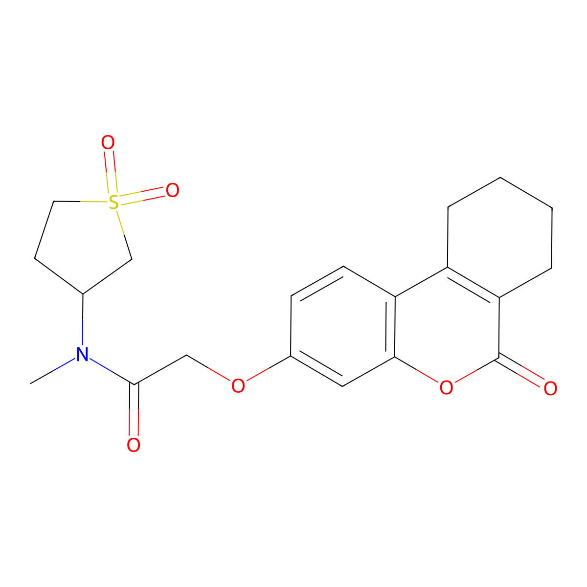 N-(1,1-dioxidotetrahydro-3-thienyl)-N-methyl-2-[(6-oxo-7,8,9,10-tetrahydro-6H-benzo[c]chromen-3-yl)oxy]acetamide molecular structure, CAS 1219547-07-5