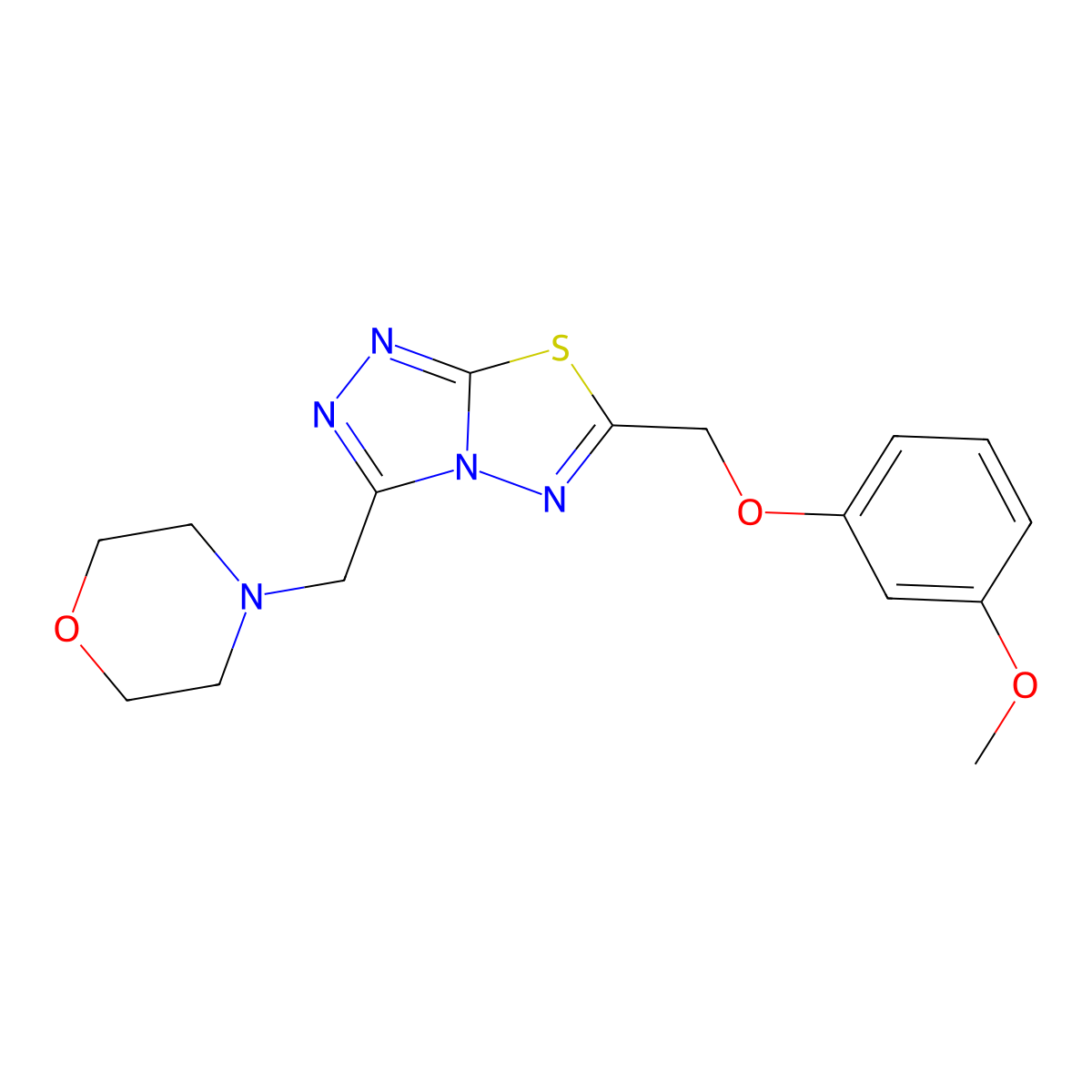 6-[(3-Methoxyphenoxy)methyl]-3-(4-morpholinylmethyl)[1,2,4]triazolo[3,4-b][1,3,4]thiadiazole molecular structure, CAS 1219547-22-4