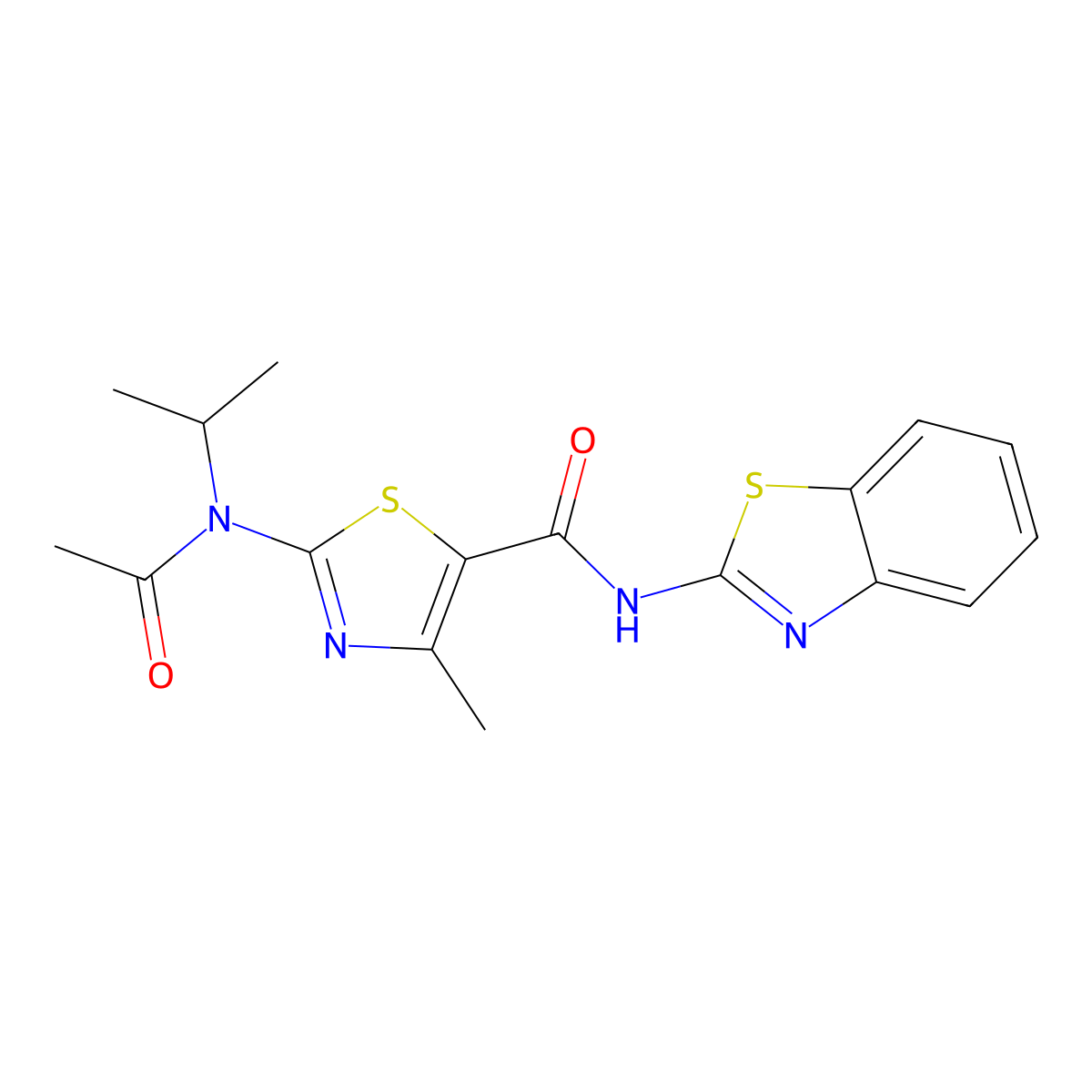 2-[acetyl(propan-2-yl)amino]-N-[(2E)-1,3-benzothiazol-2(3H)-ylidene]-4-methyl-1,3-thiazole-5-carboxamide molecular structure, CAS 1219547-27-9