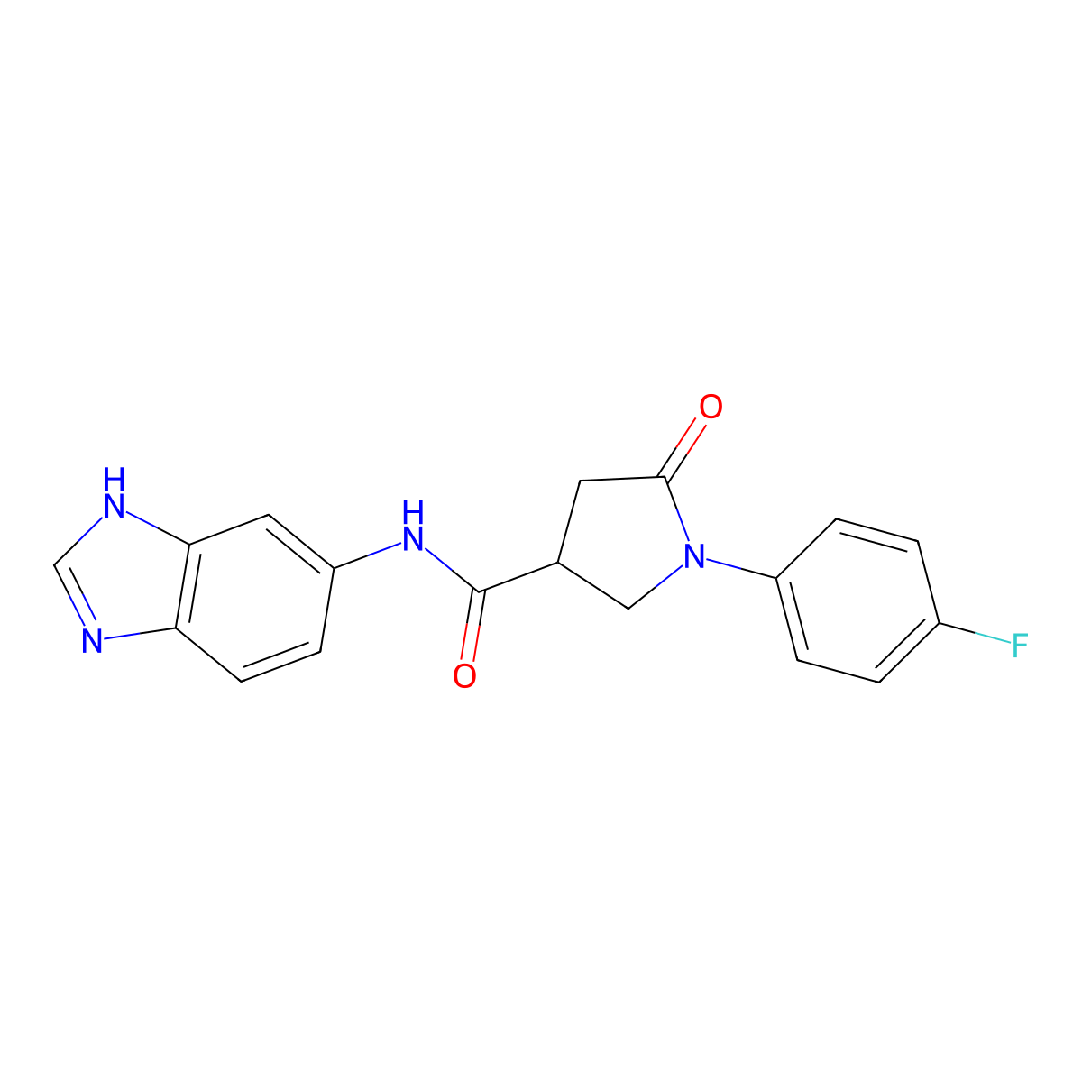 N-(1H-benzimidazol-5-yl)-1-(4-fluorophenyl)-5-oxopyrrolidine-3-carboxamide molecular structure, CAS 1219547-38-2