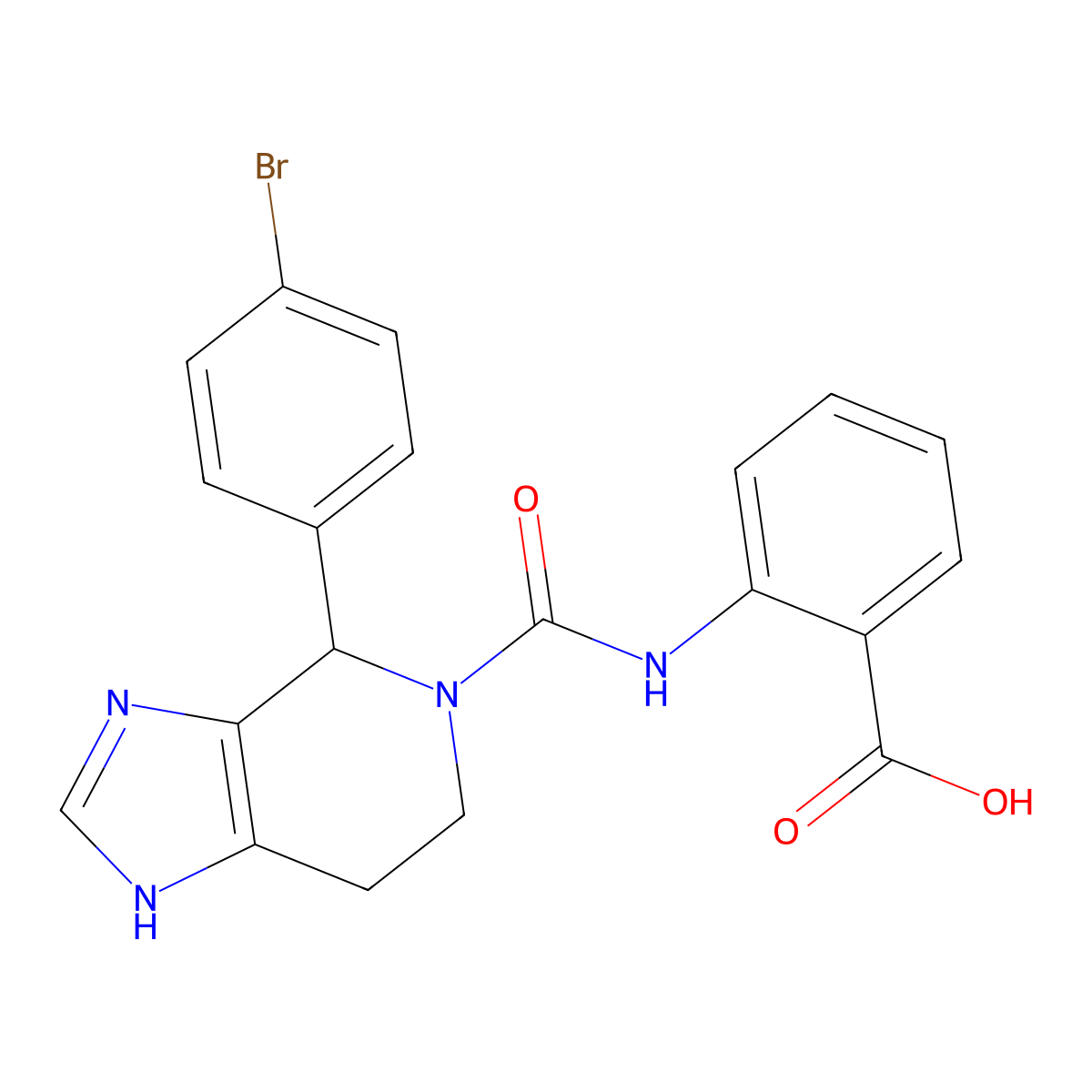 2-({[4-(4-bromophenyl)-1,4,6,7-tetrahydro-5H-imidazo[4,5-c]pyridin-5-yl]carbonyl}amino)benzoic acid molecular structure, CAS 1219547-41-7