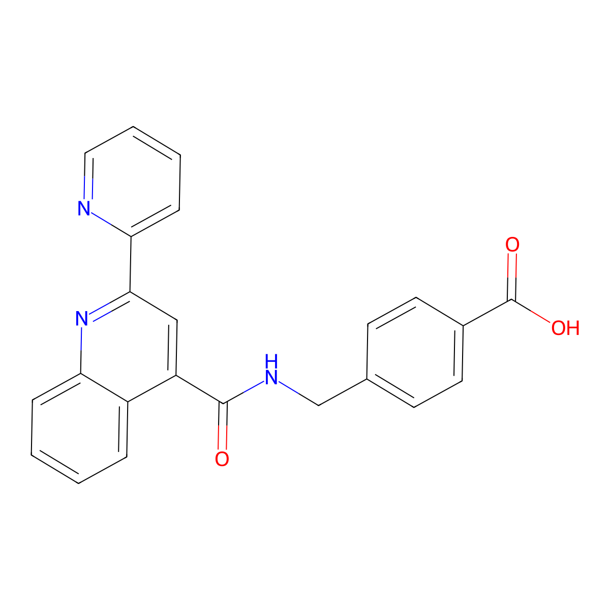 4-[({[2-(Pyridin-2-yl)quinolin-4-yl]carbonyl}amino)methyl]benzoic acid molecular structure, CAS 1219547-61-1