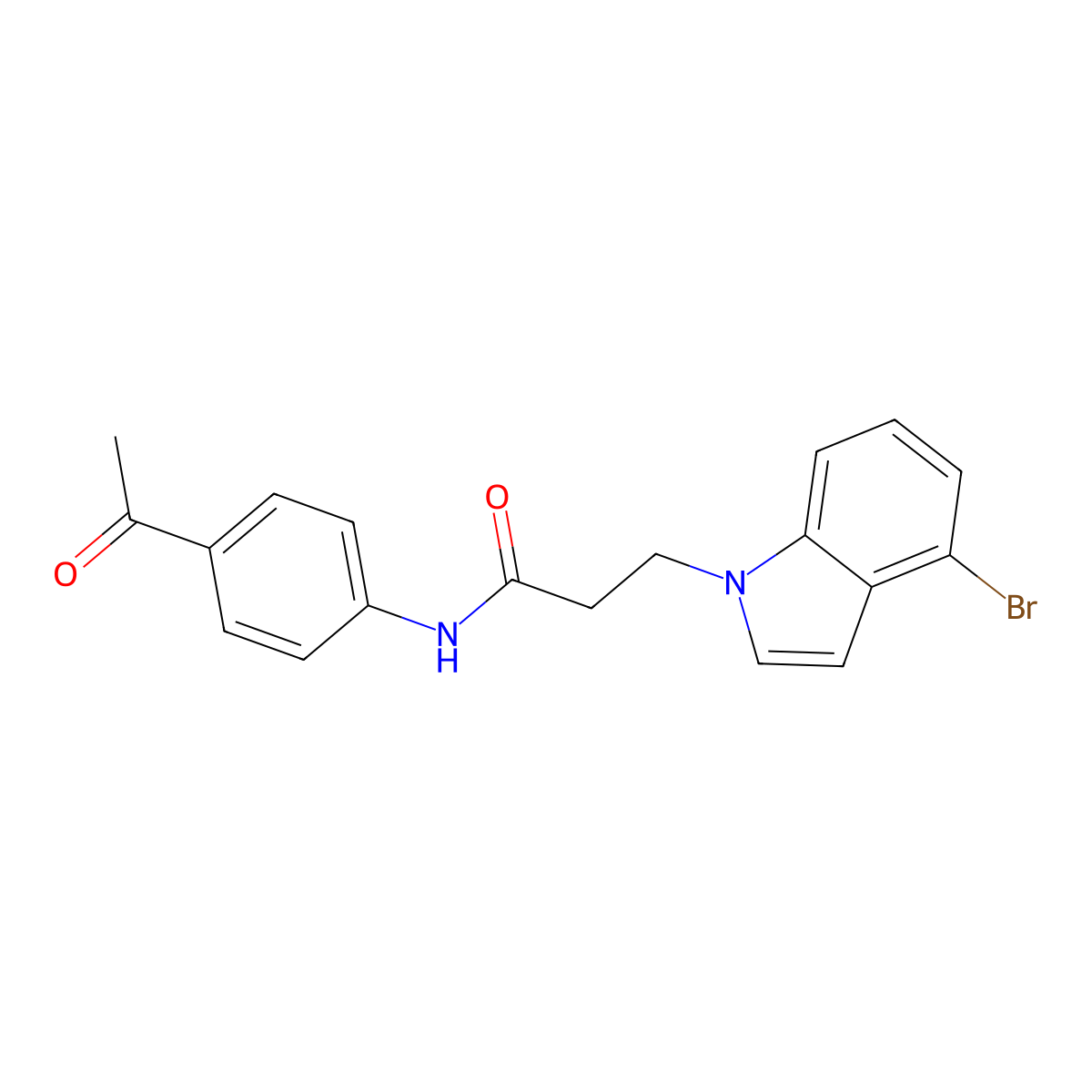 N-(4-acetylphenyl)-3-(4-bromo-1H-indol-1-yl)propanamide molecular structure, CAS 1219547-82-6