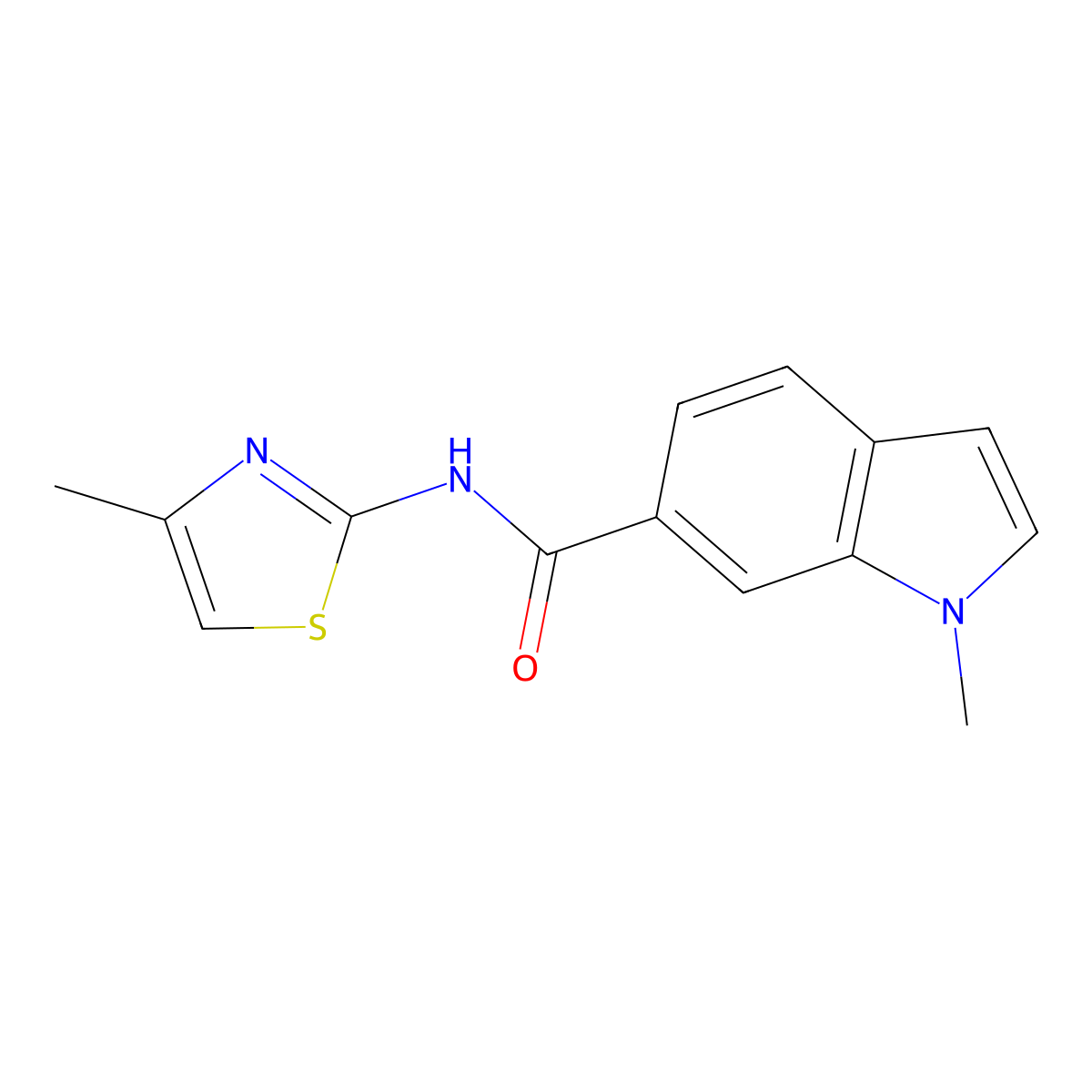 1-methyl-N-[(2Z)-4-methyl-1,3-thiazol-2(3H)-ylidene]-1H-indole-6-carboxamide molecular structure, CAS 1219547-91-7