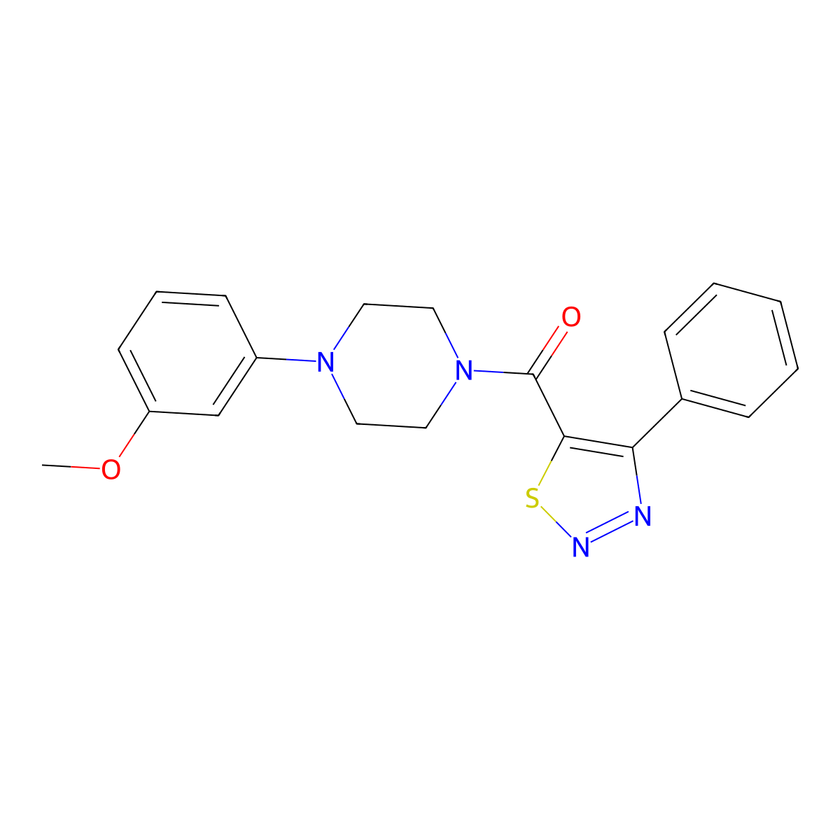 [4-(3-Methoxyphenyl)piperazin-1-yl](4-phenyl-1,2,3-thiadiazol-5-yl)methanone molecular structure, CAS 1219547-92-8
