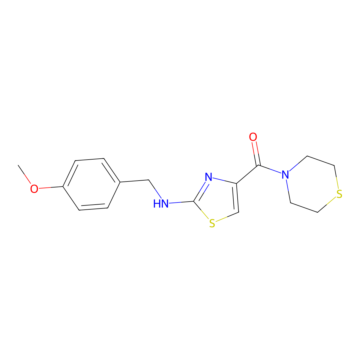N-(4-methoxybenzyl)-4-(4-thiomorpholinylcarbonyl)-1,3-thiazol-2-amine molecular structure, CAS 1219548-01-2