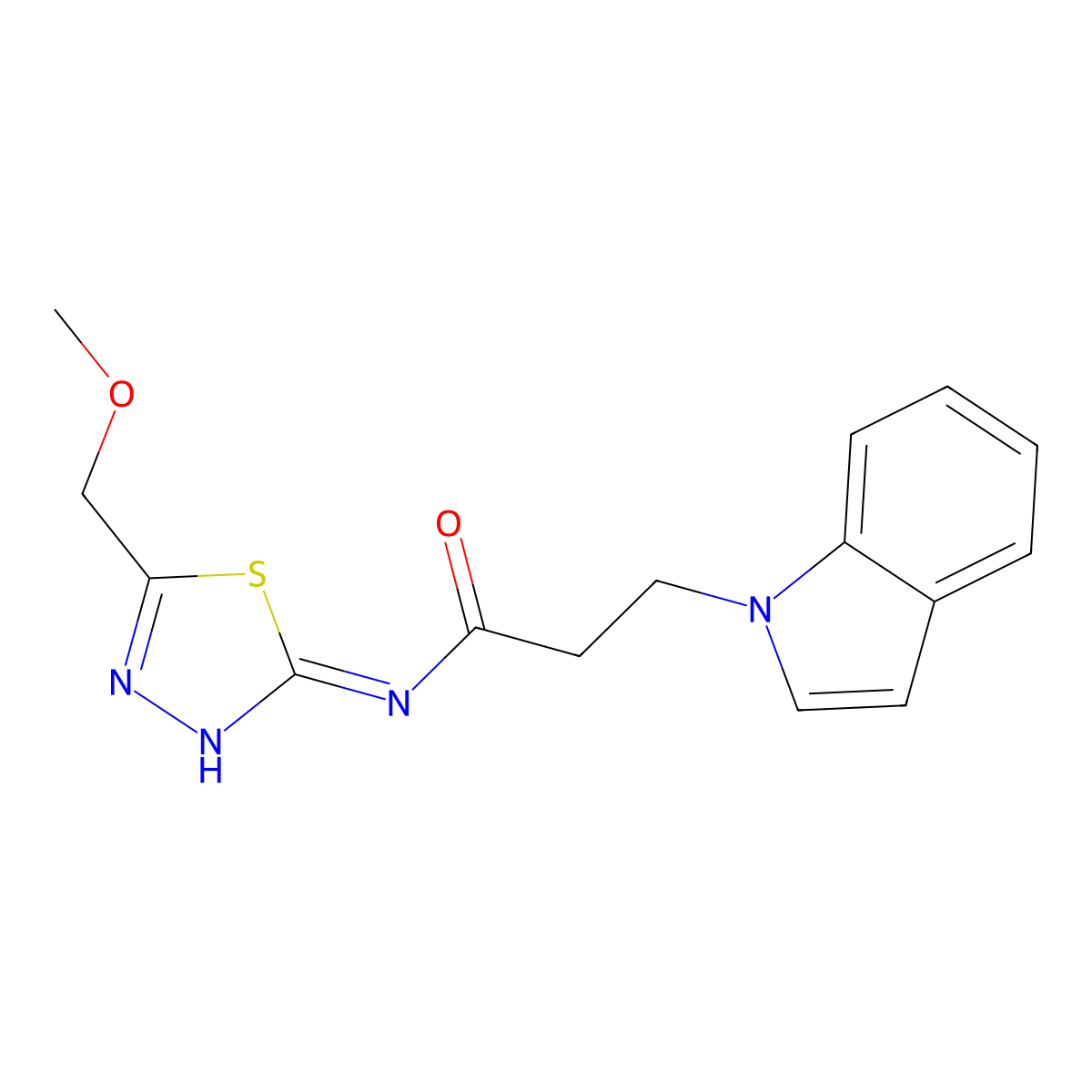 3-(1H-indol-1-yl)-N-[(2Z)-5-(methoxymethyl)-1,3,4-thiadiazol-2(3H)-ylidene]propanamide molecular structure, CAS 1219548-18-1