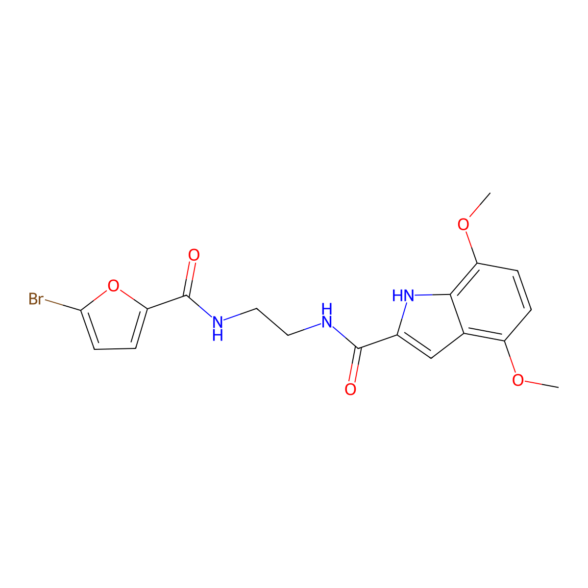 N-(2-{[(5-bromofuran-2-yl)carbonyl]amino}ethyl)-4,7-dimethoxy-1H-indole-2-carboxamide molecular structure, CAS 1219548-25-0