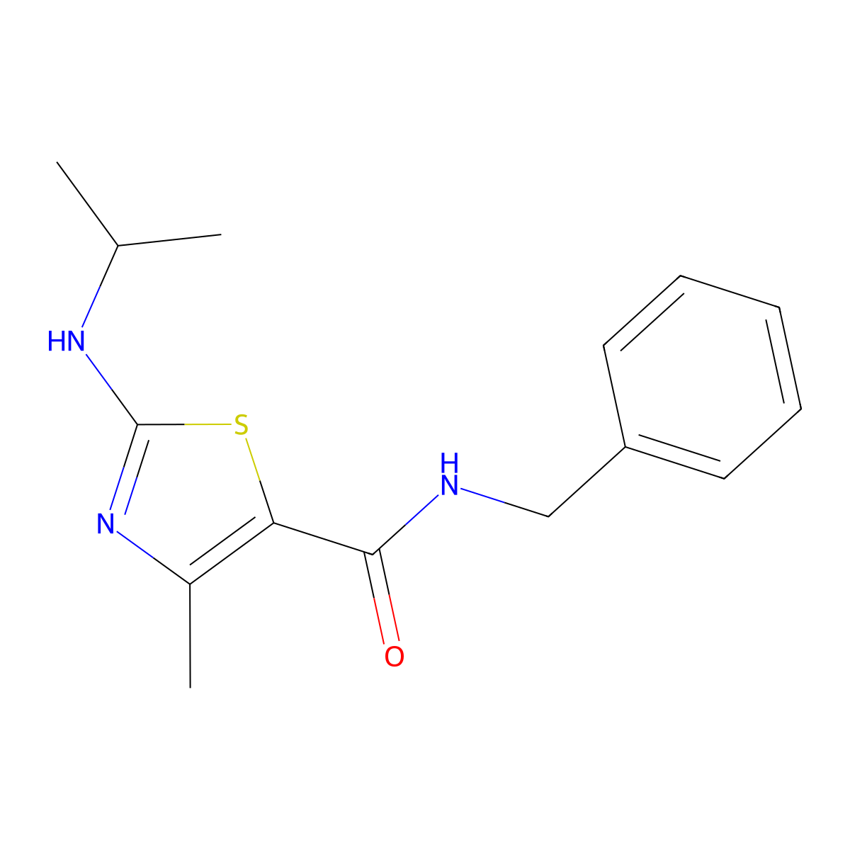 N-benzyl-4-methyl-2-(propan-2-ylamino)-1,3-thiazole-5-carboxamide molecular structure, CAS 1219548-33-0