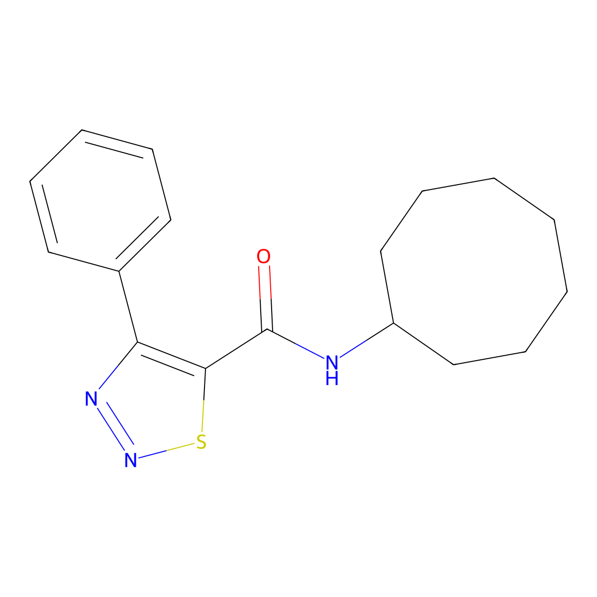 N-cyclooctyl-4-phenyl-1,2,3-thiadiazole-5-carboxamide molecular structure, CAS 1219548-34-1