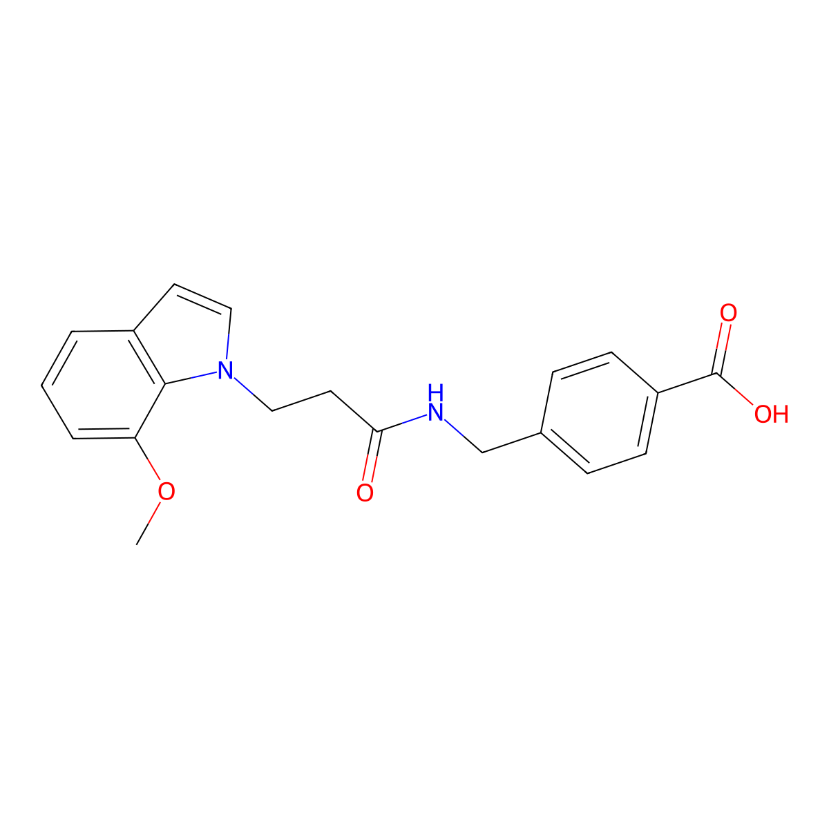 4-({[3-(7-methoxy-1H-indol-1-yl)propanoyl]amino}methyl)benzoic acid molecular structure, CAS 1219548-37-4